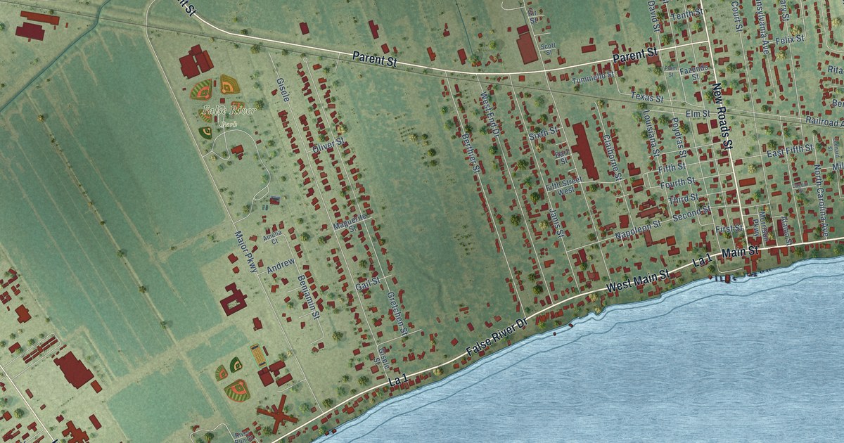 Map of New Roads, Louisiana in 2026
