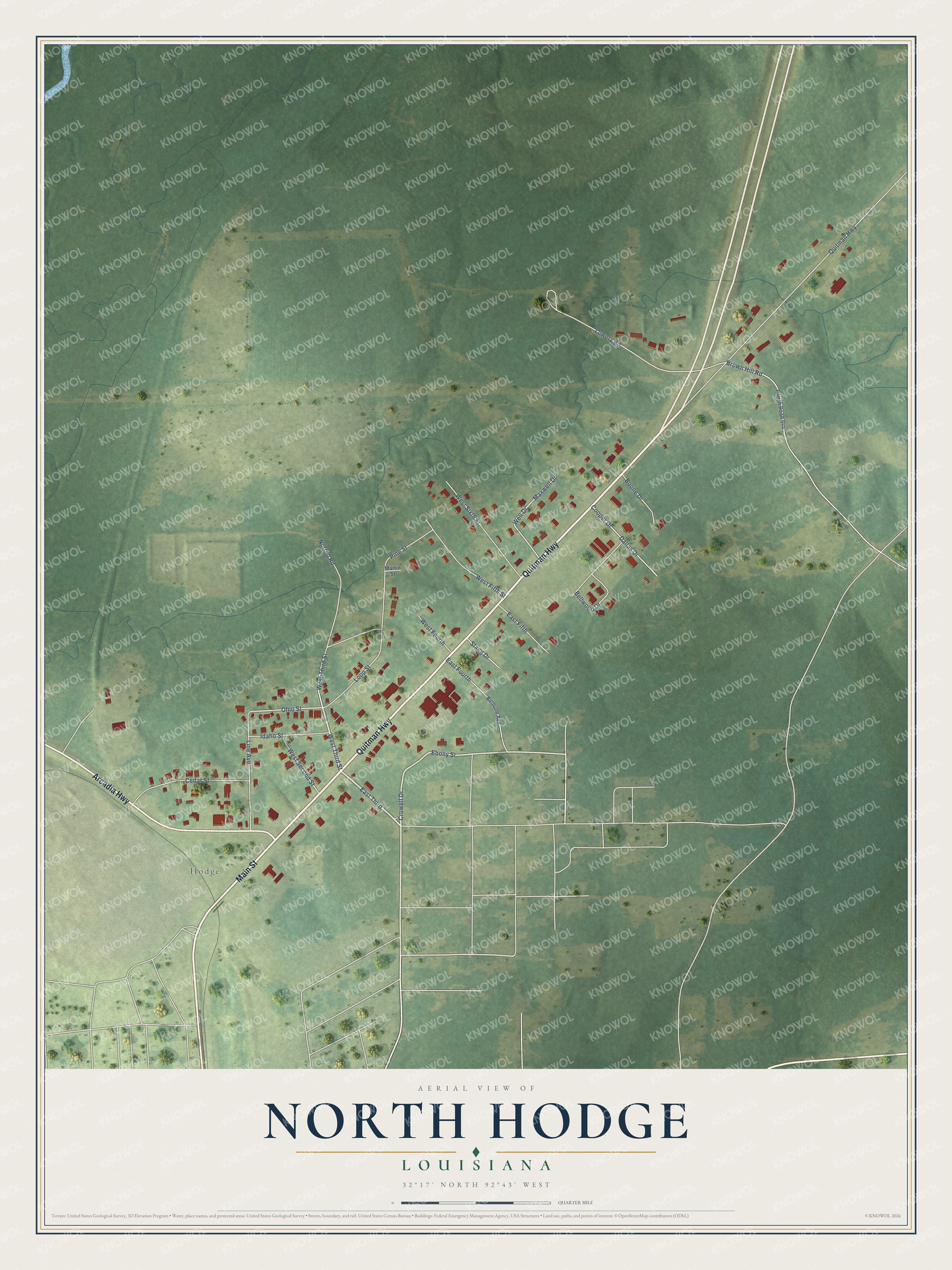 Watermarked full-map preview of North Hodge, Louisiana