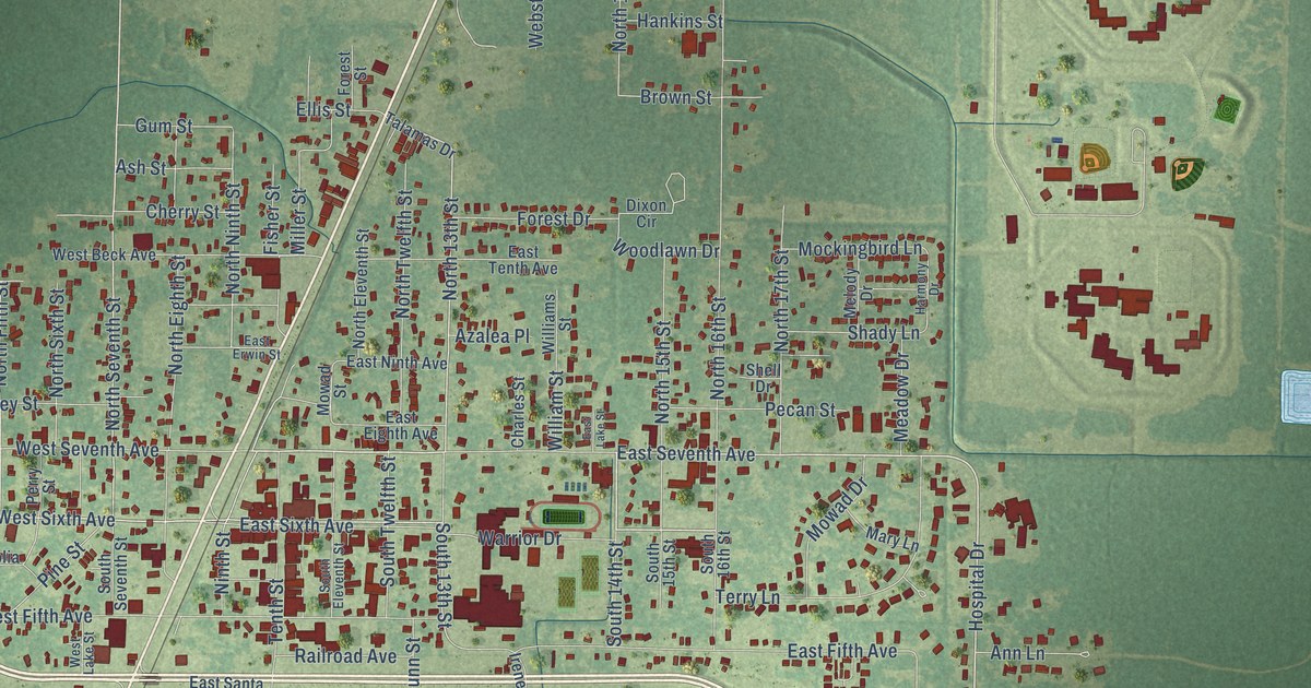 Map of Oakdale, Louisiana in 2026