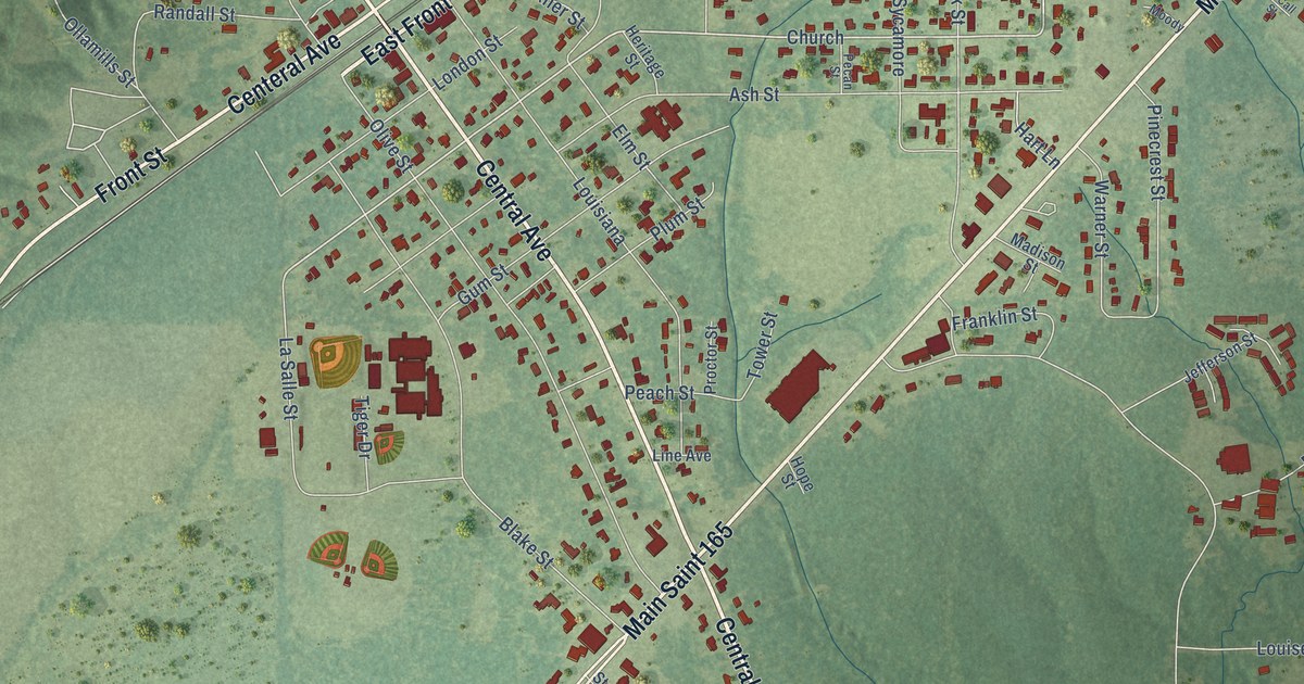 Map of Olla, Louisiana in 2026