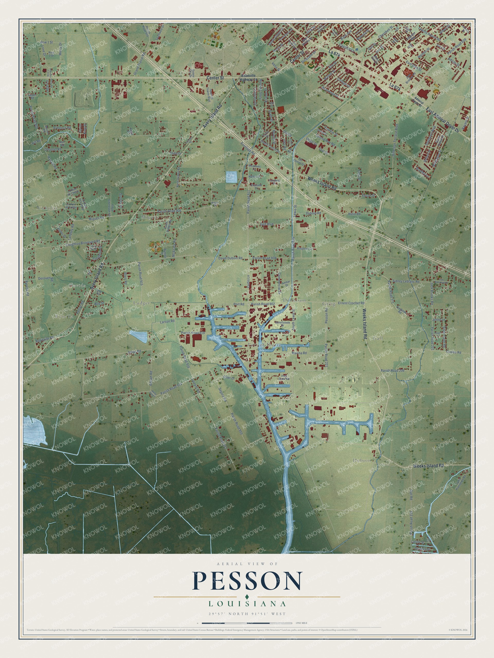 Watermarked full-map preview of Pesson, Louisiana