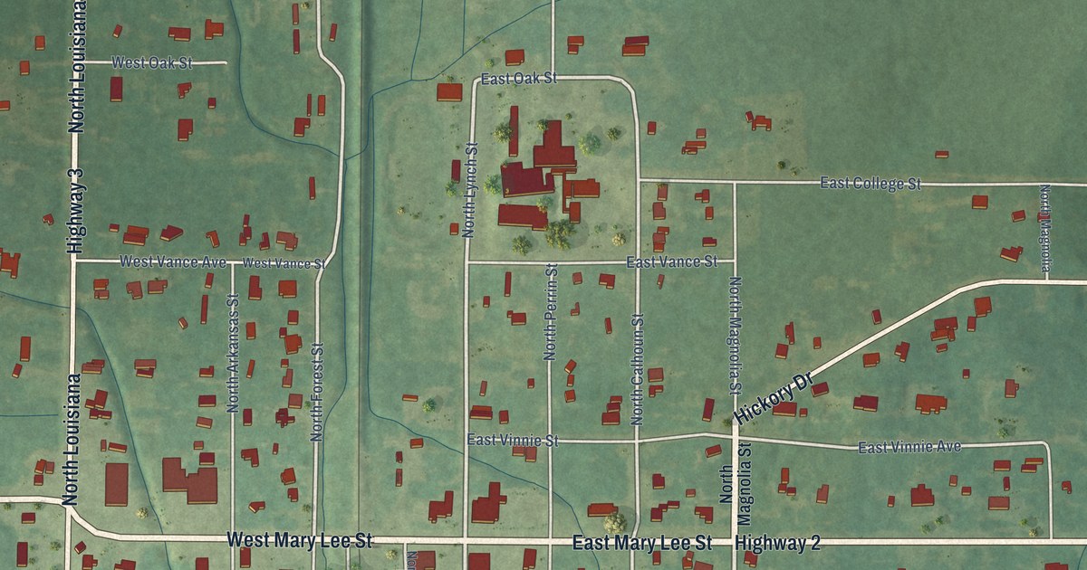 Map of Plain Dealing, Louisiana in 2026