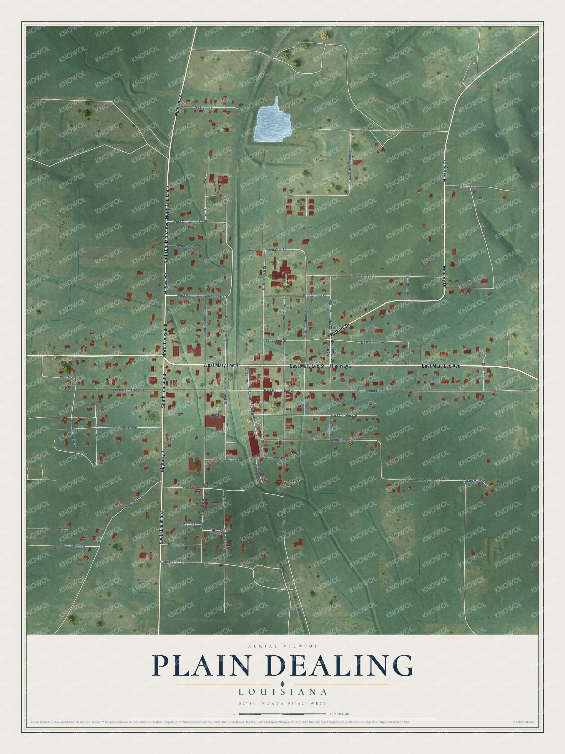 Watermarked full-map preview of Plain Dealing, Louisiana