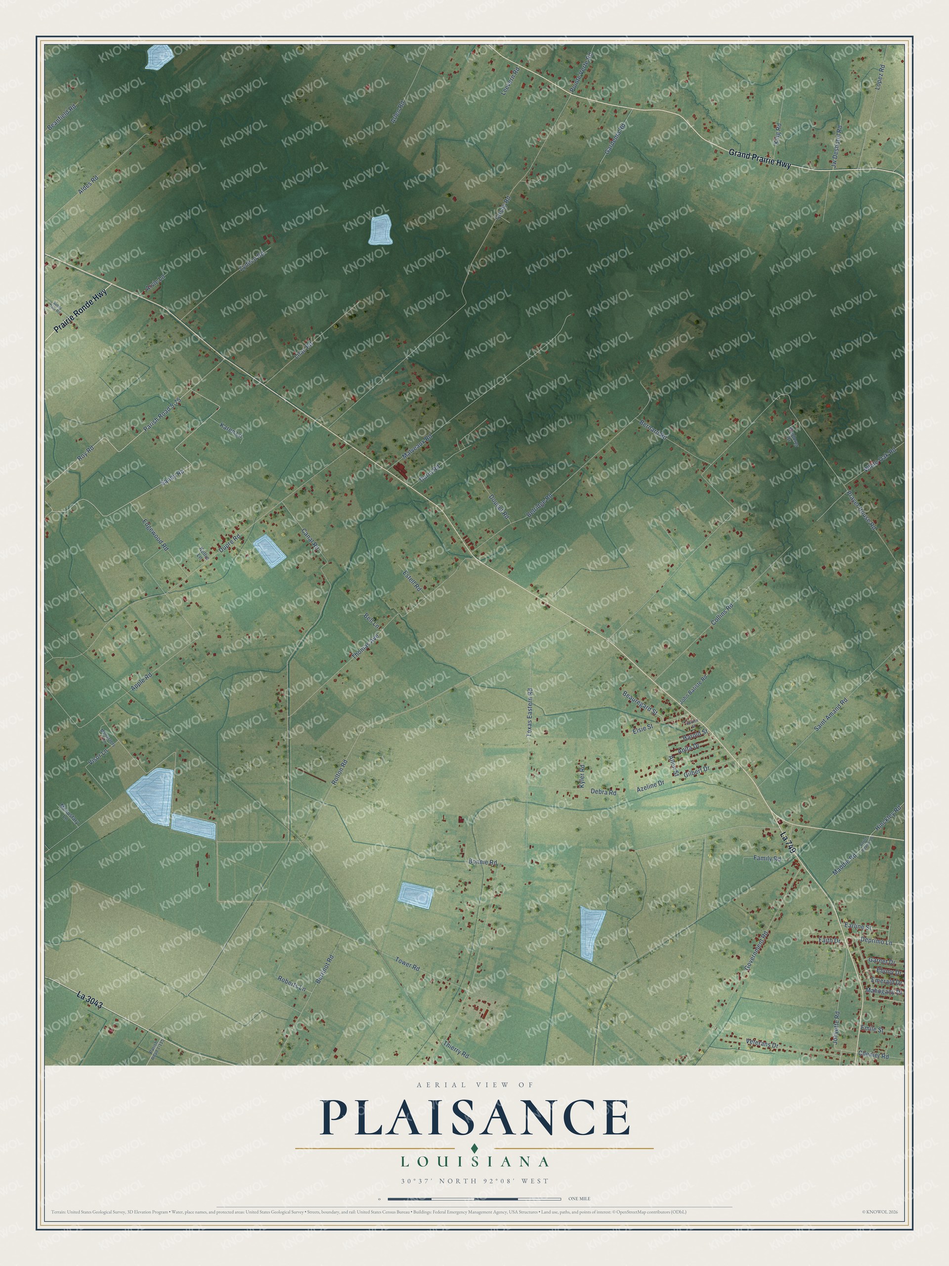 Watermarked full-map preview of Plaisance, Louisiana