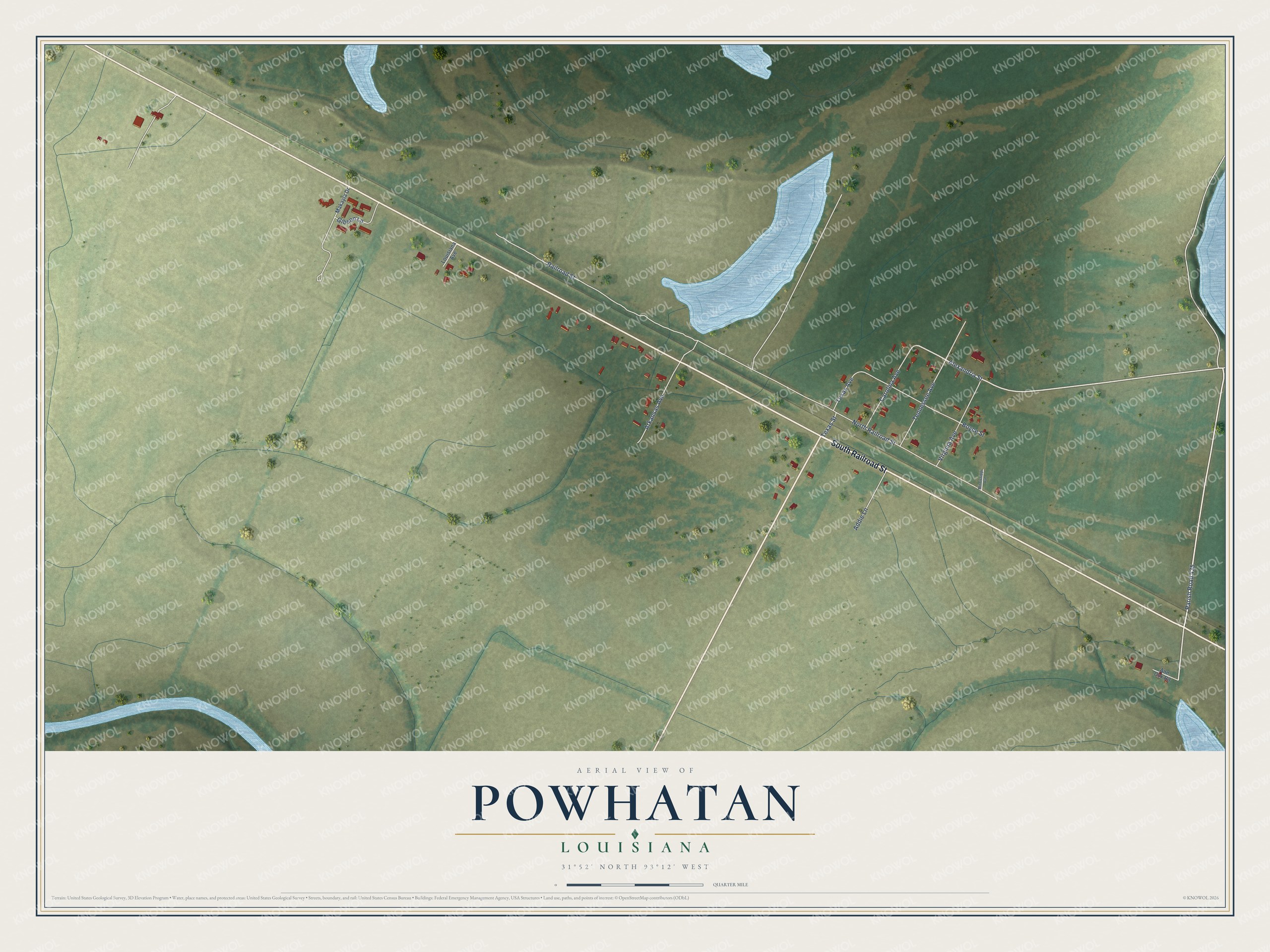 Watermarked full-map preview of Powhatan, Louisiana