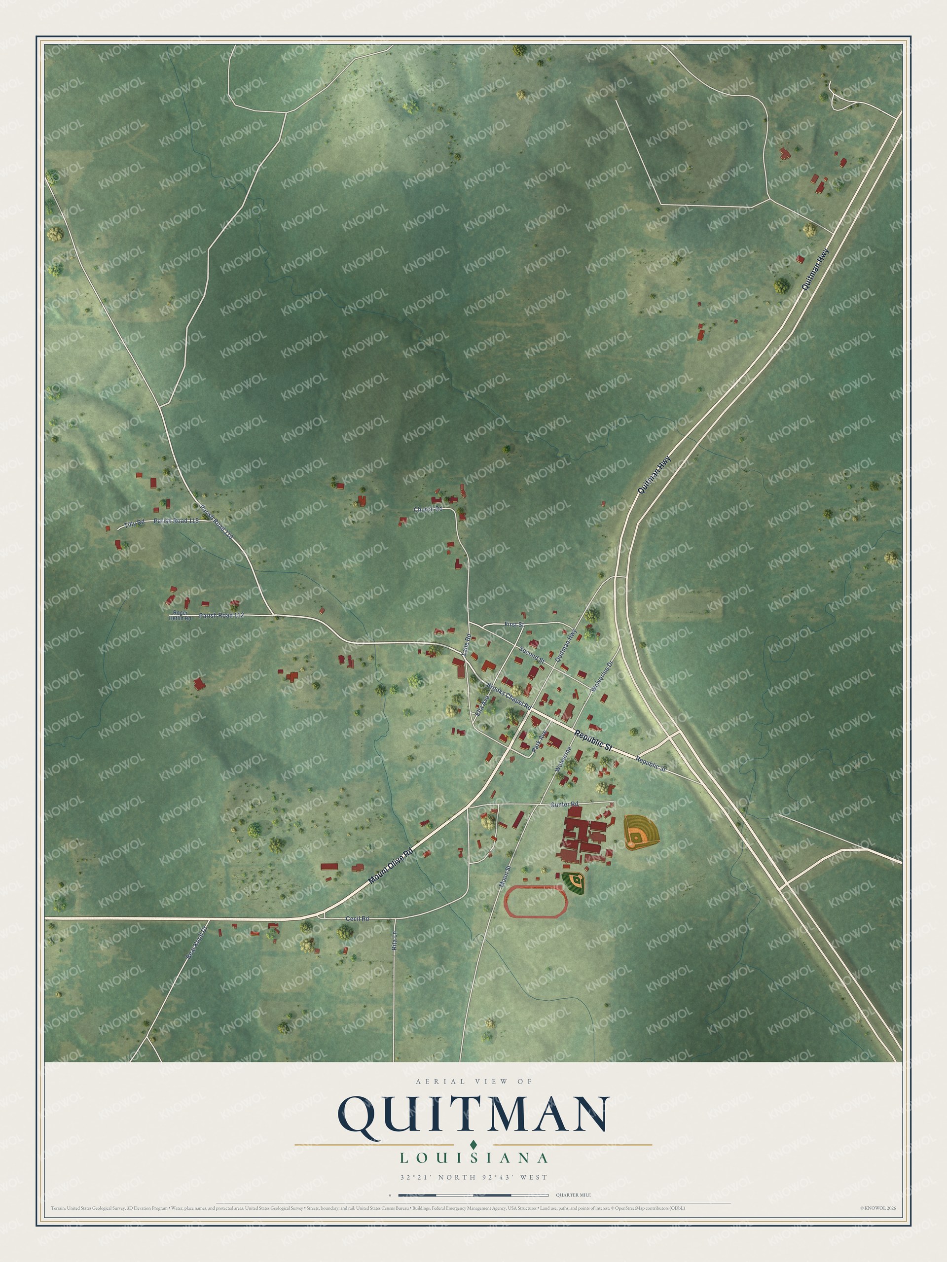 Watermarked full-map preview of Quitman, Louisiana