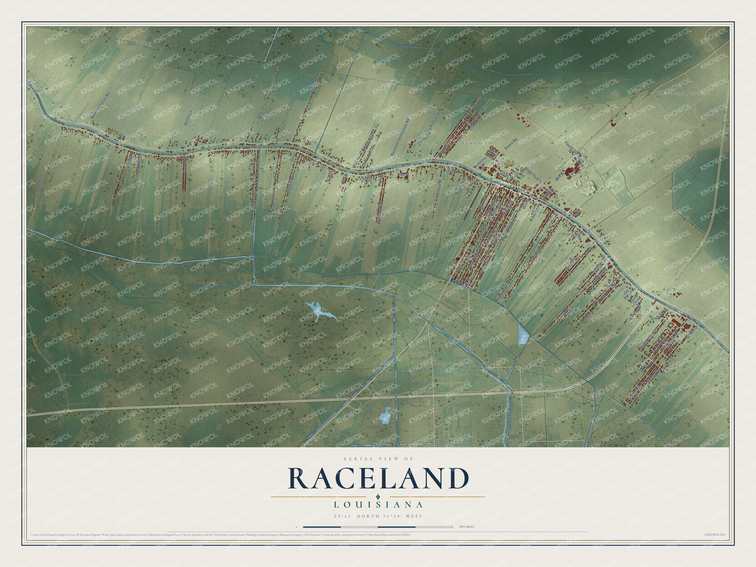 Watermarked full-map preview of Raceland, Louisiana