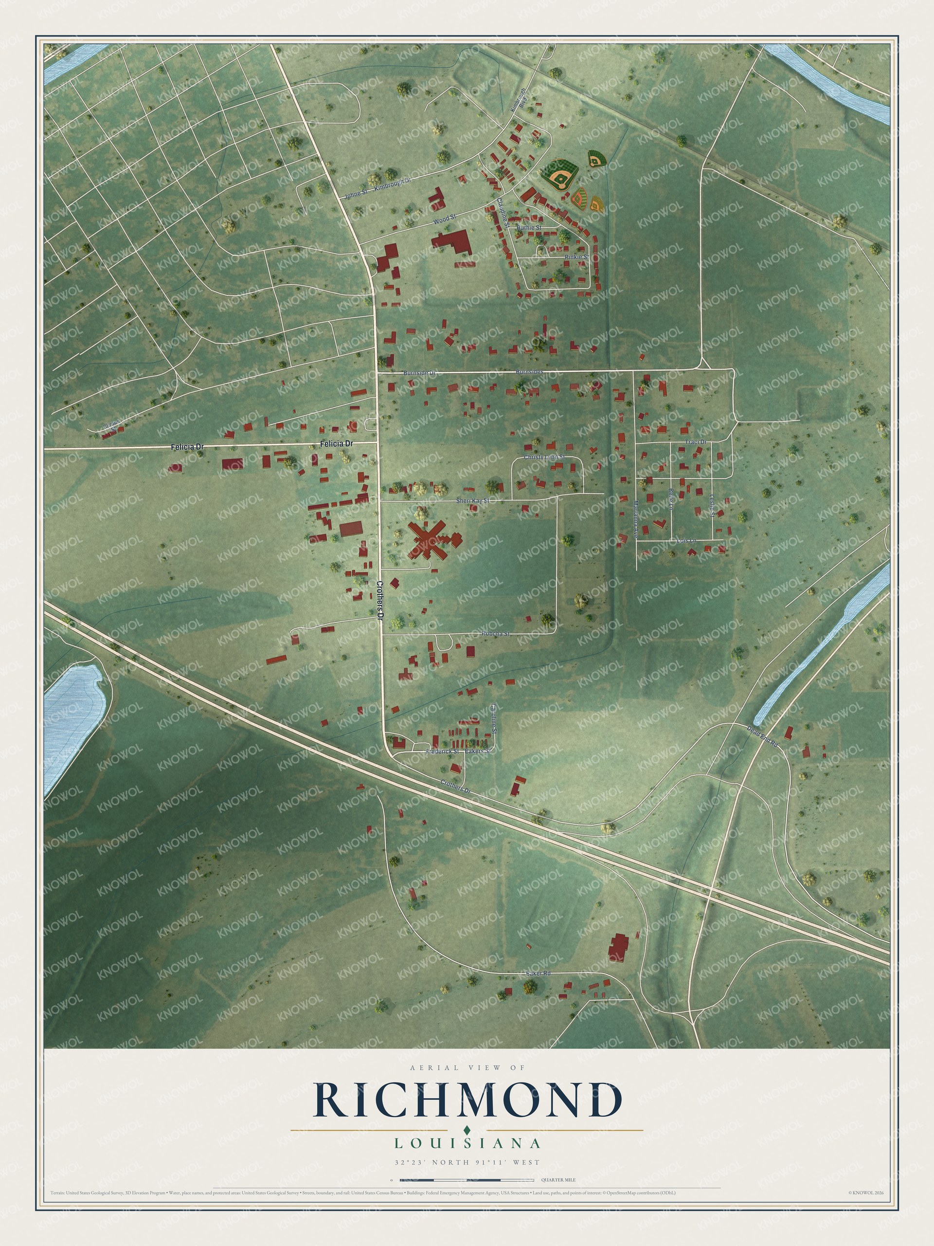 Watermarked full-map preview of Richmond, Louisiana