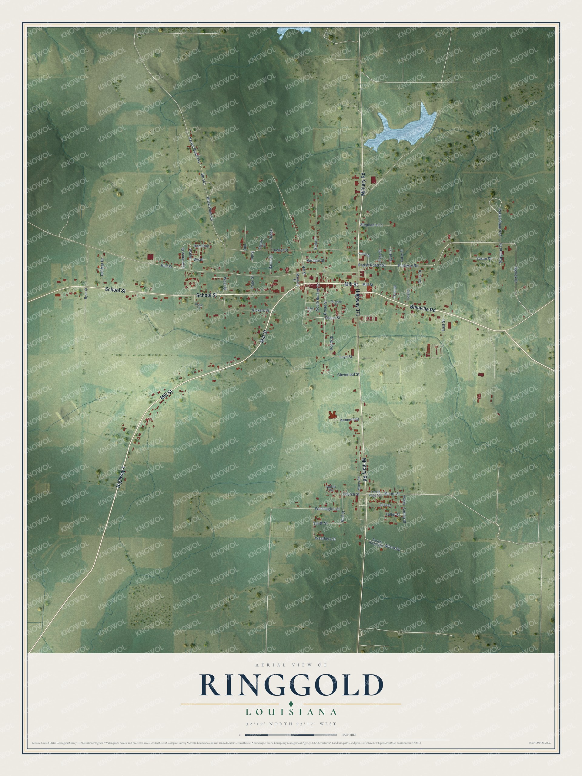 Watermarked full-map preview of Ringgold, Louisiana