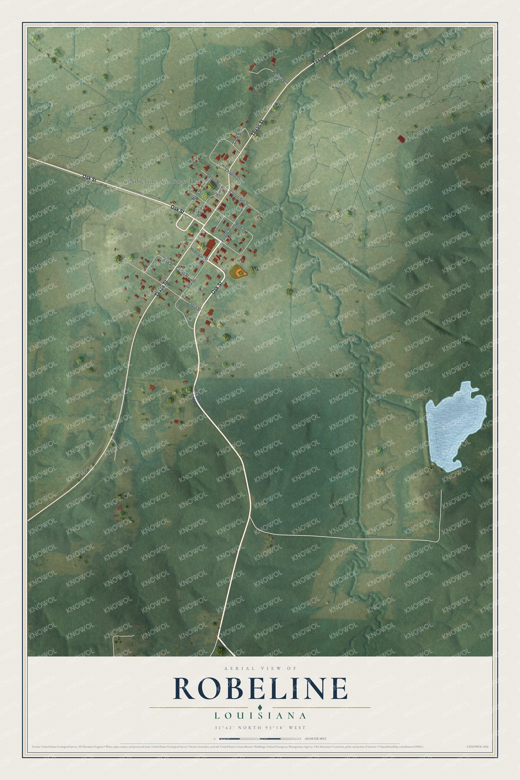 Watermarked full-map preview of Robeline, Louisiana