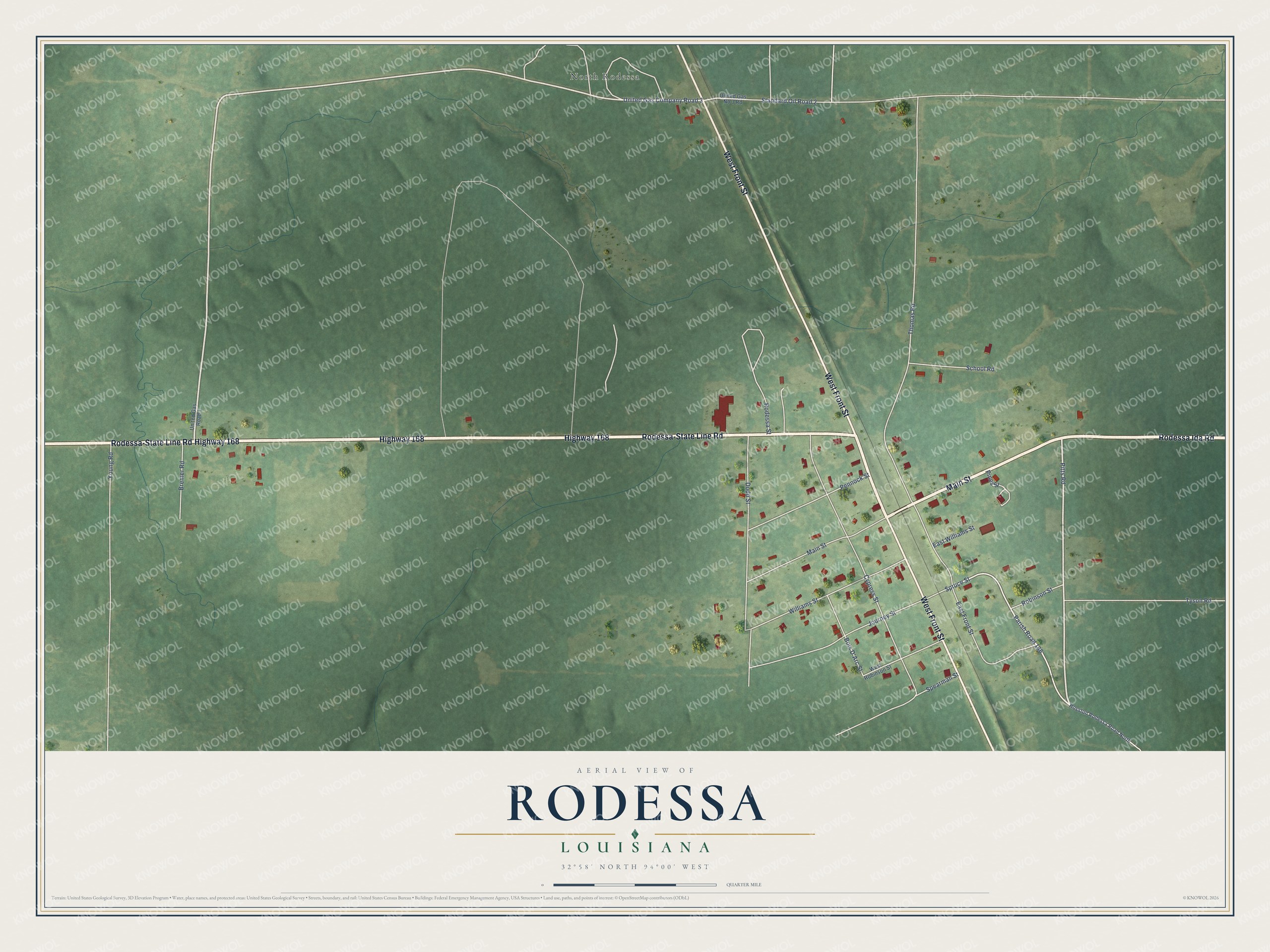 Watermarked full-map preview of Rodessa, Louisiana