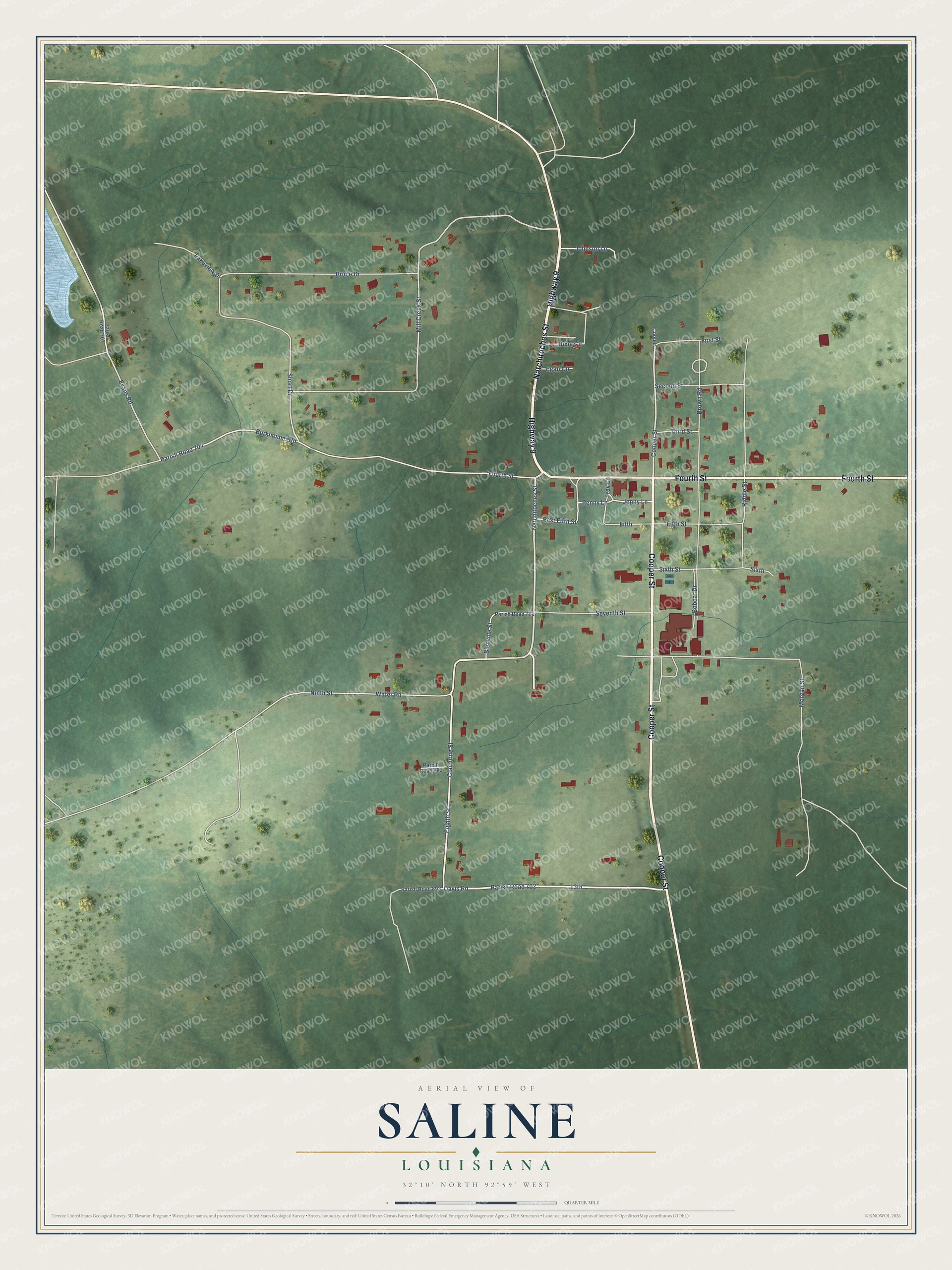 Watermarked full-map preview of Saline, Louisiana