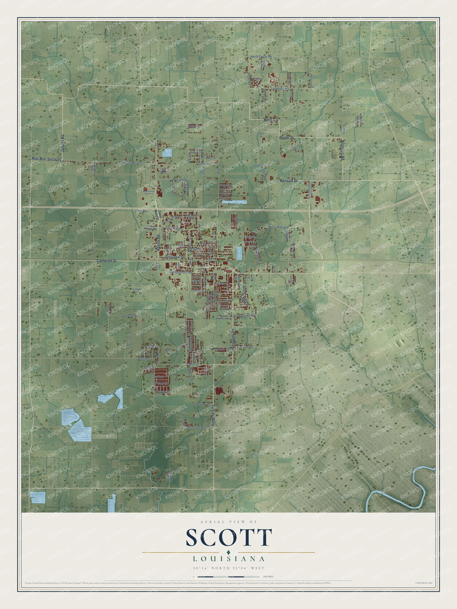 Watermarked full-map preview of Scott, Louisiana