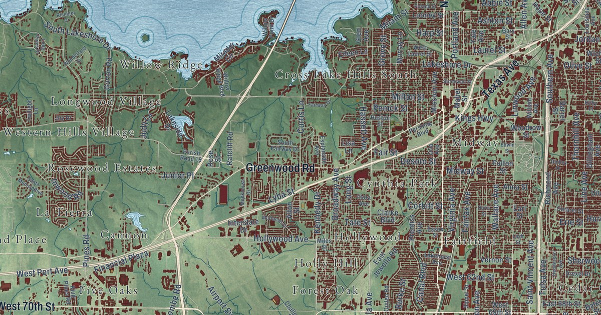 Map of Shreveport, Louisiana in 2026