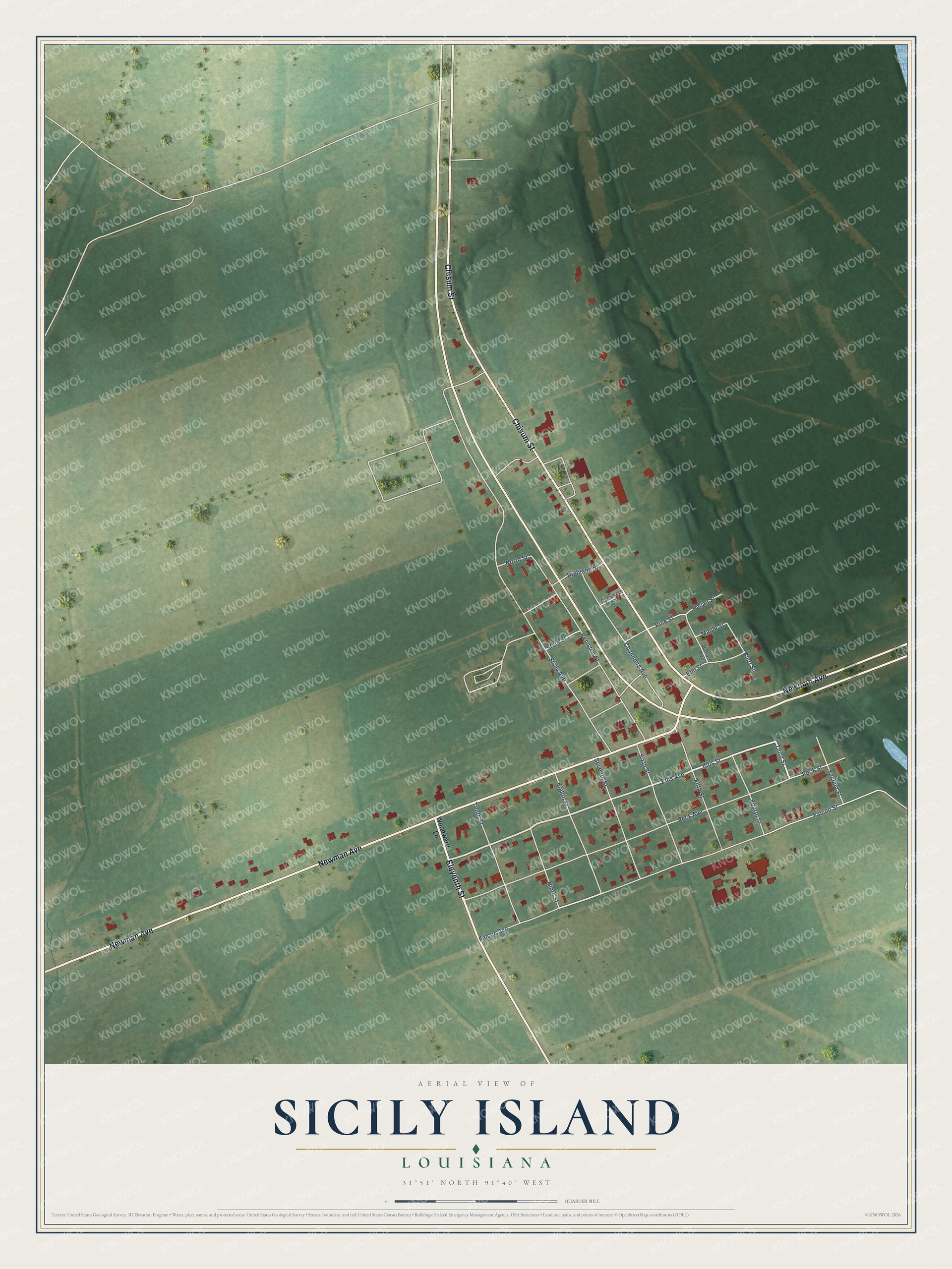 Watermarked full-map preview of Sicily Island, Louisiana