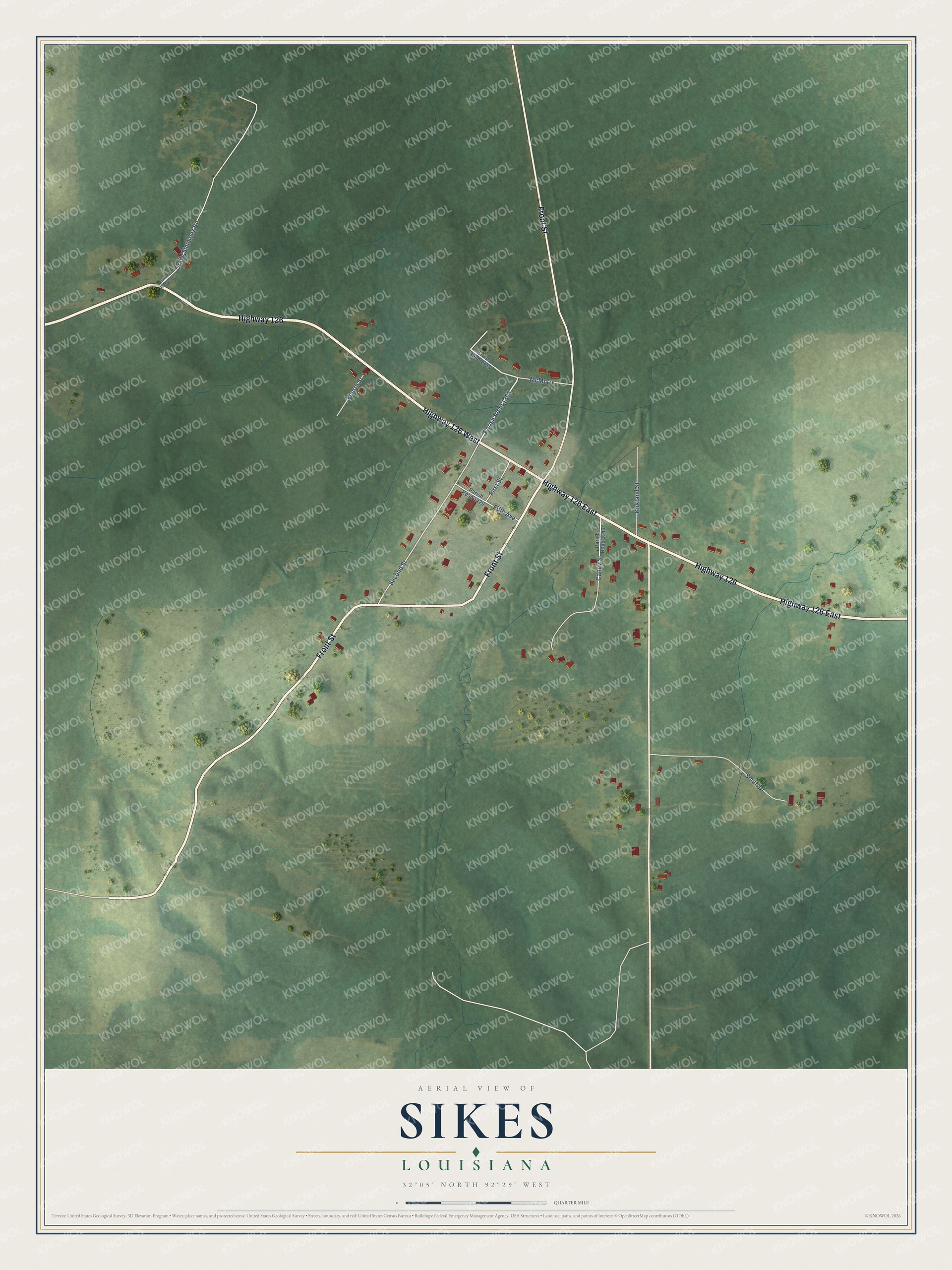 Watermarked full-map preview of Sikes, Louisiana