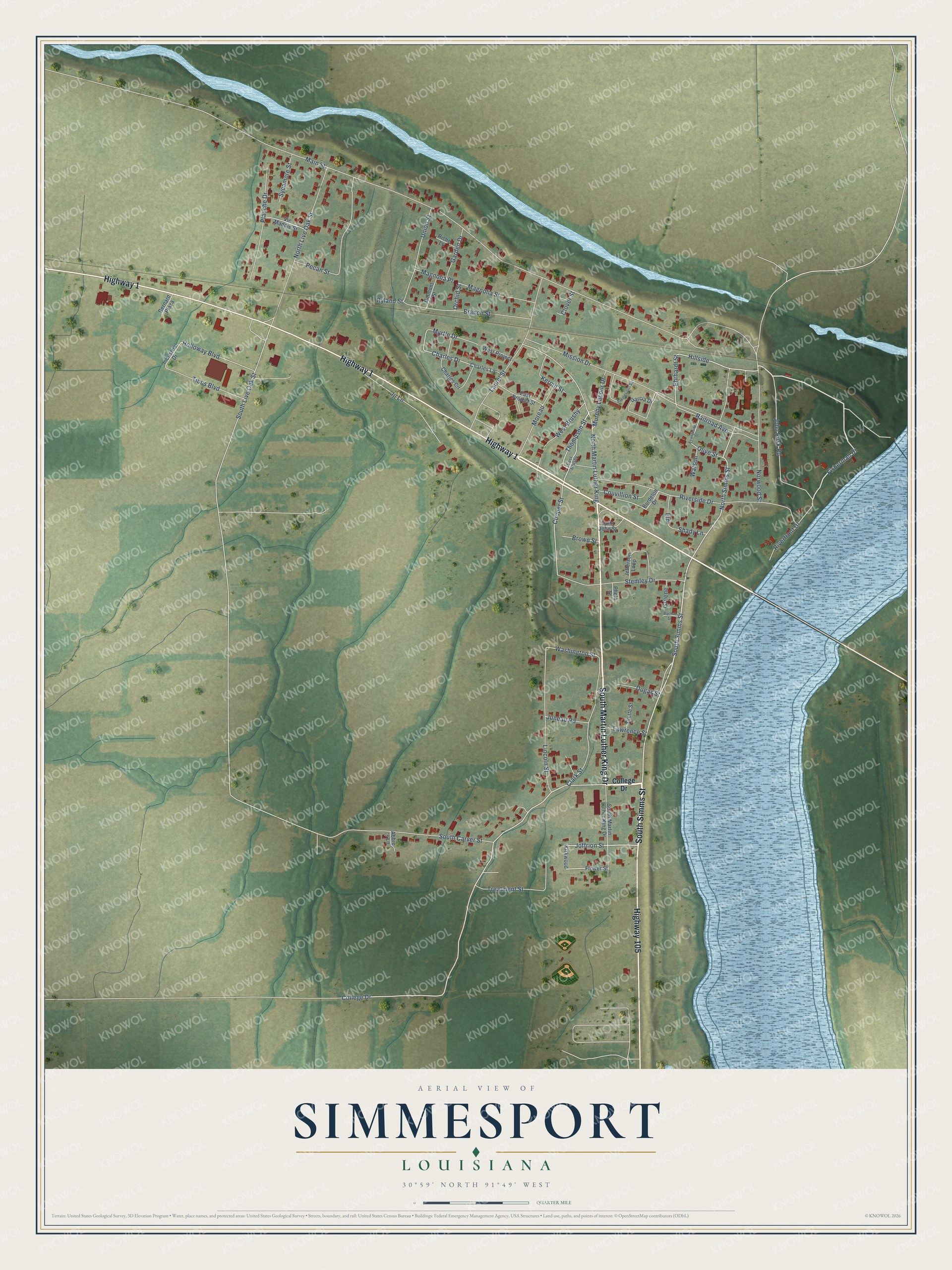 Watermarked full-map preview of Simmesport, Louisiana