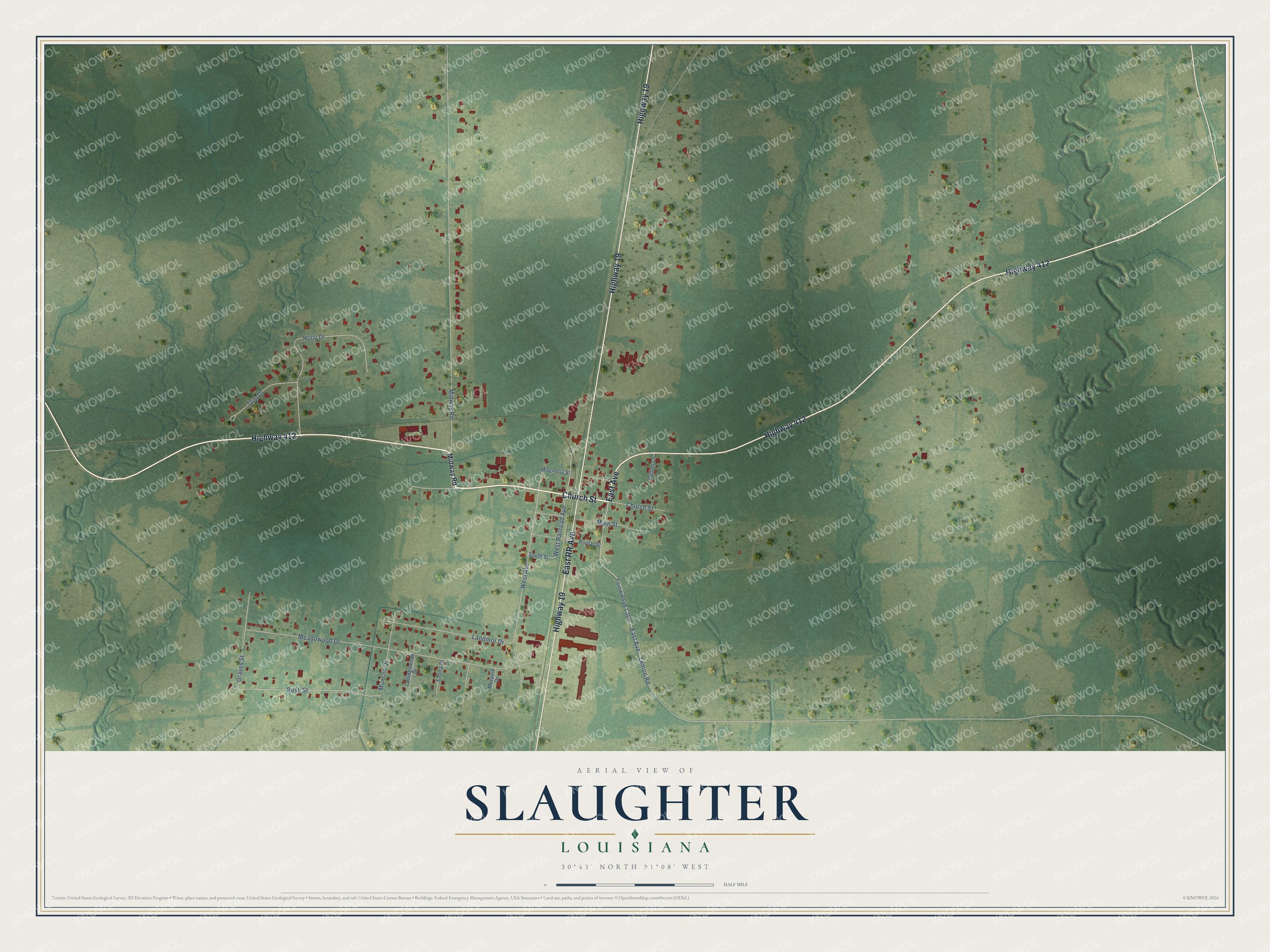 Watermarked full-map preview of Slaughter, Louisiana
