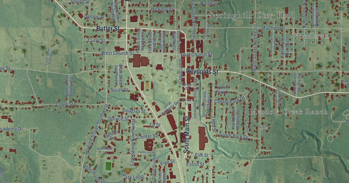 Map of Springhill, Louisiana in 2026