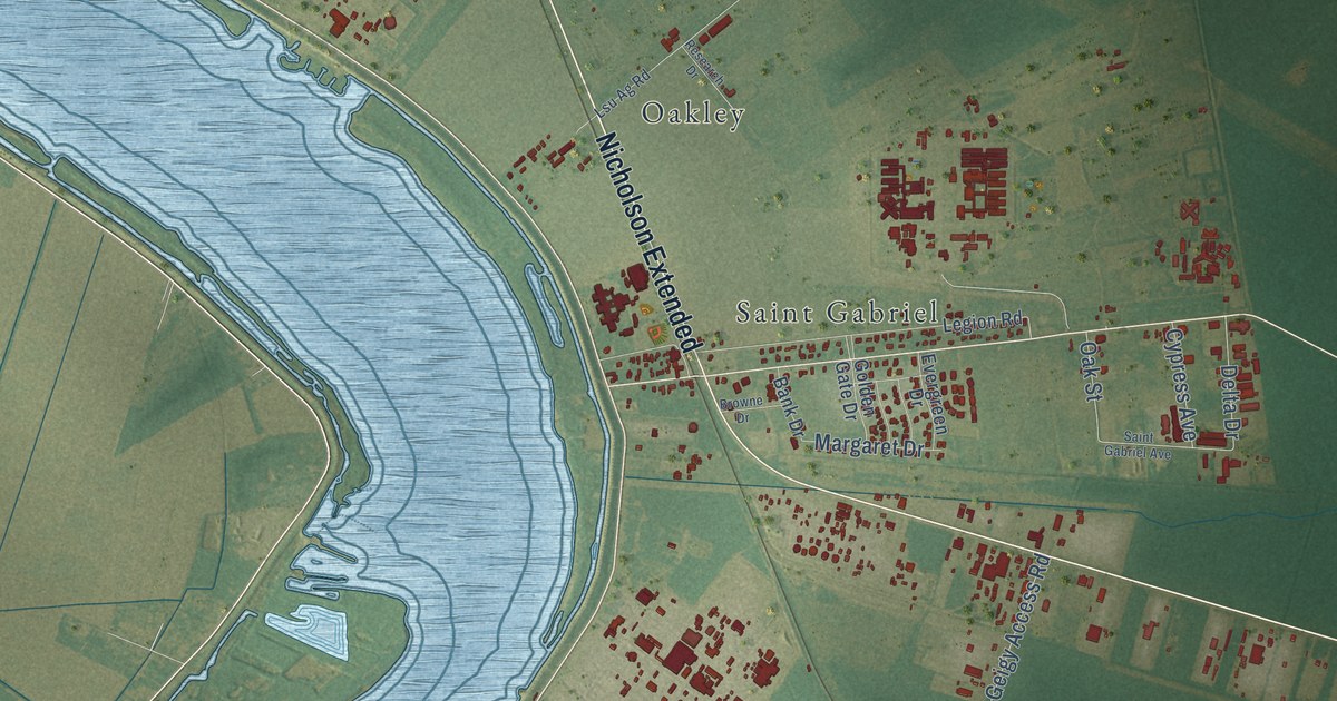 Map of St. Gabriel, Louisiana in 2026