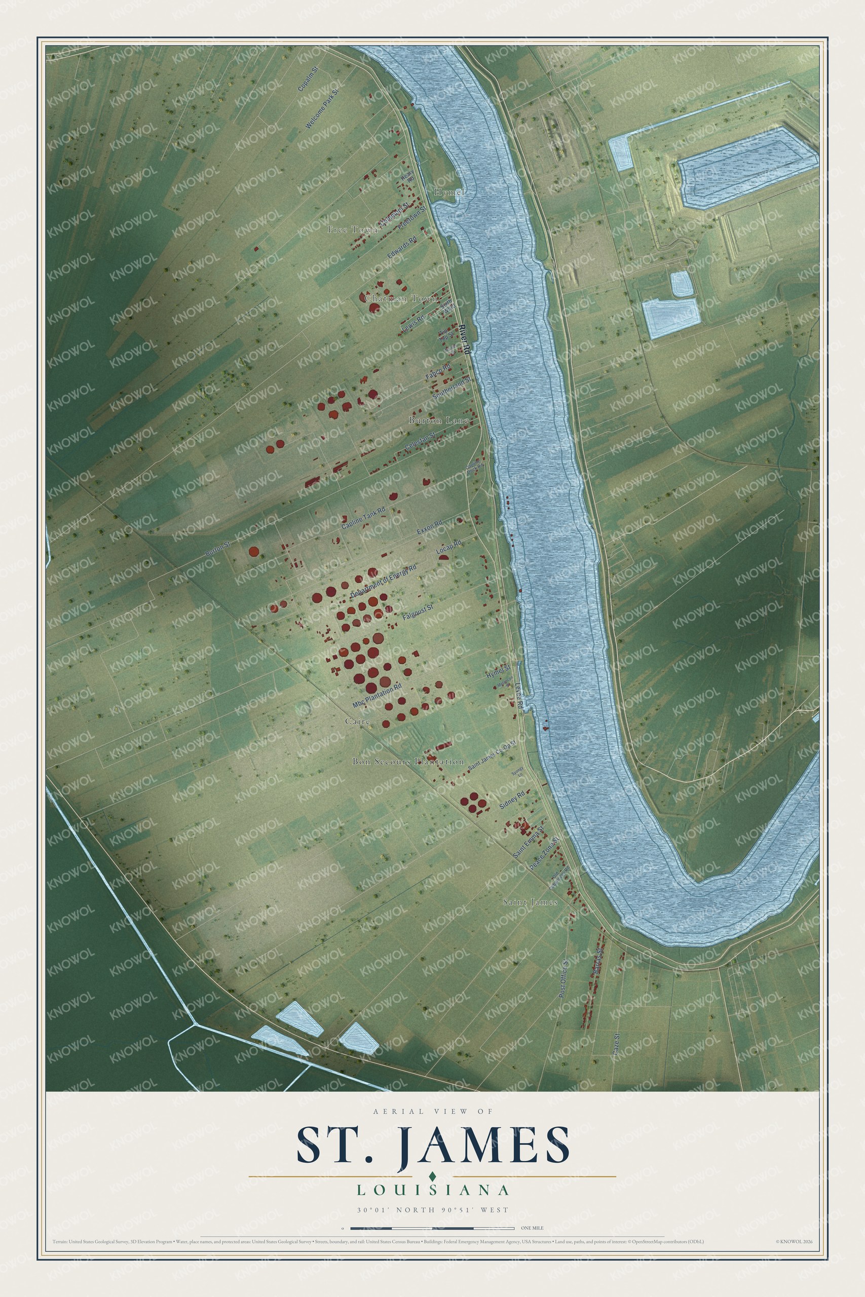 Watermarked full-map preview of St. James, Louisiana