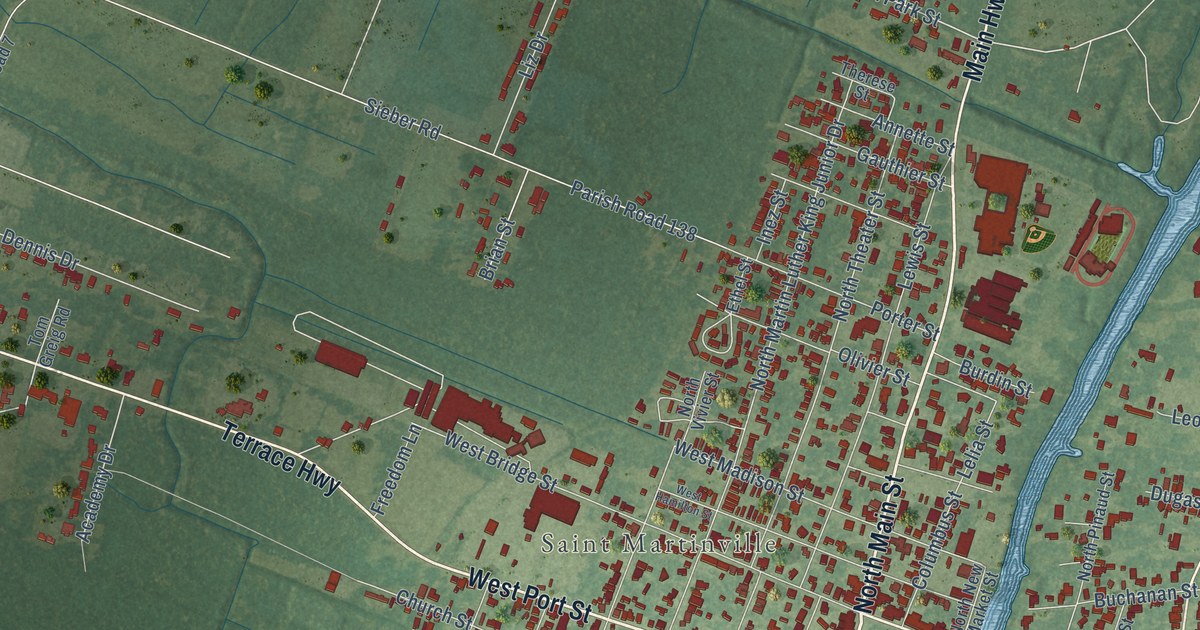 Map of St. Martinville, Louisiana in 2026