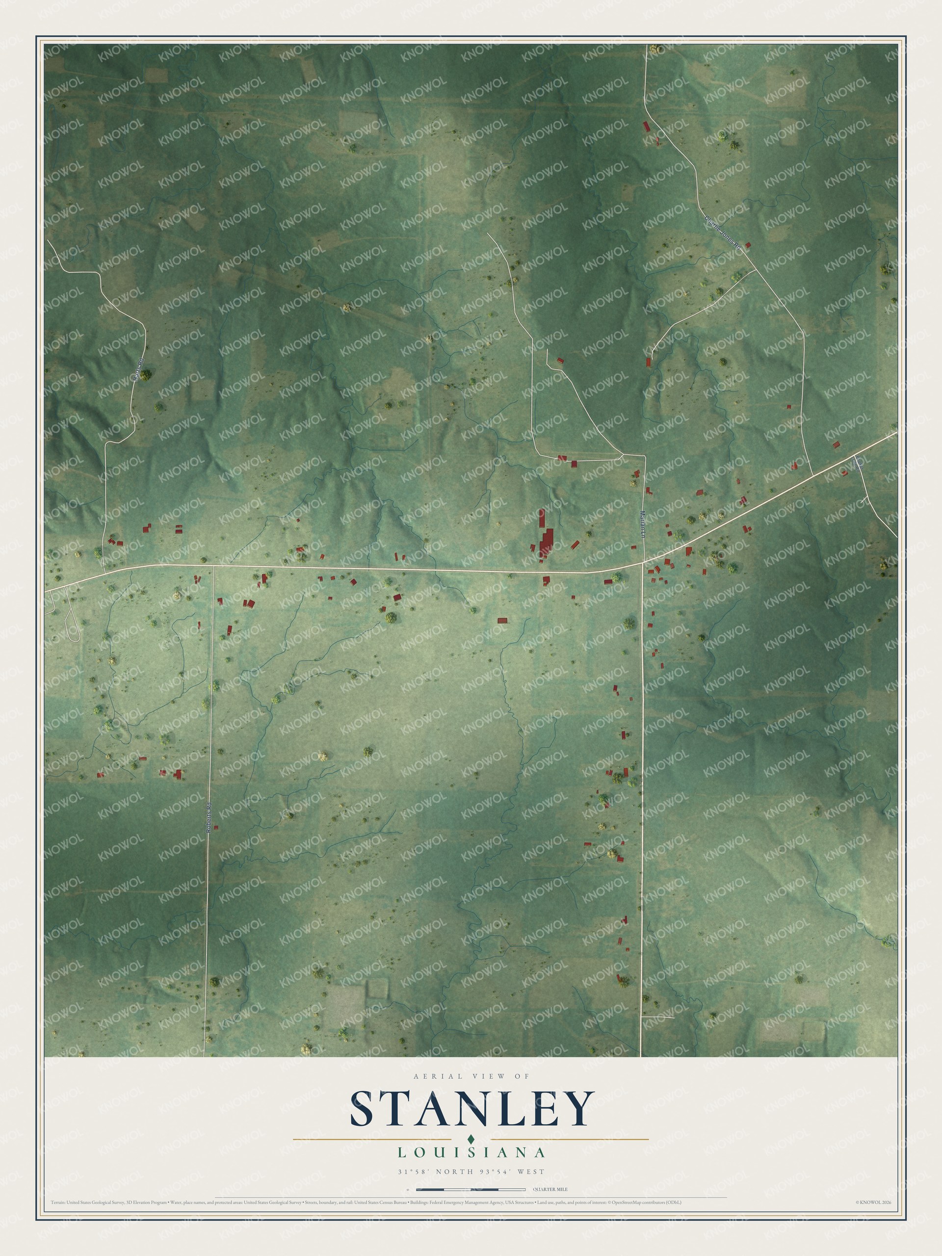 Watermarked full-map preview of Stanley, Louisiana