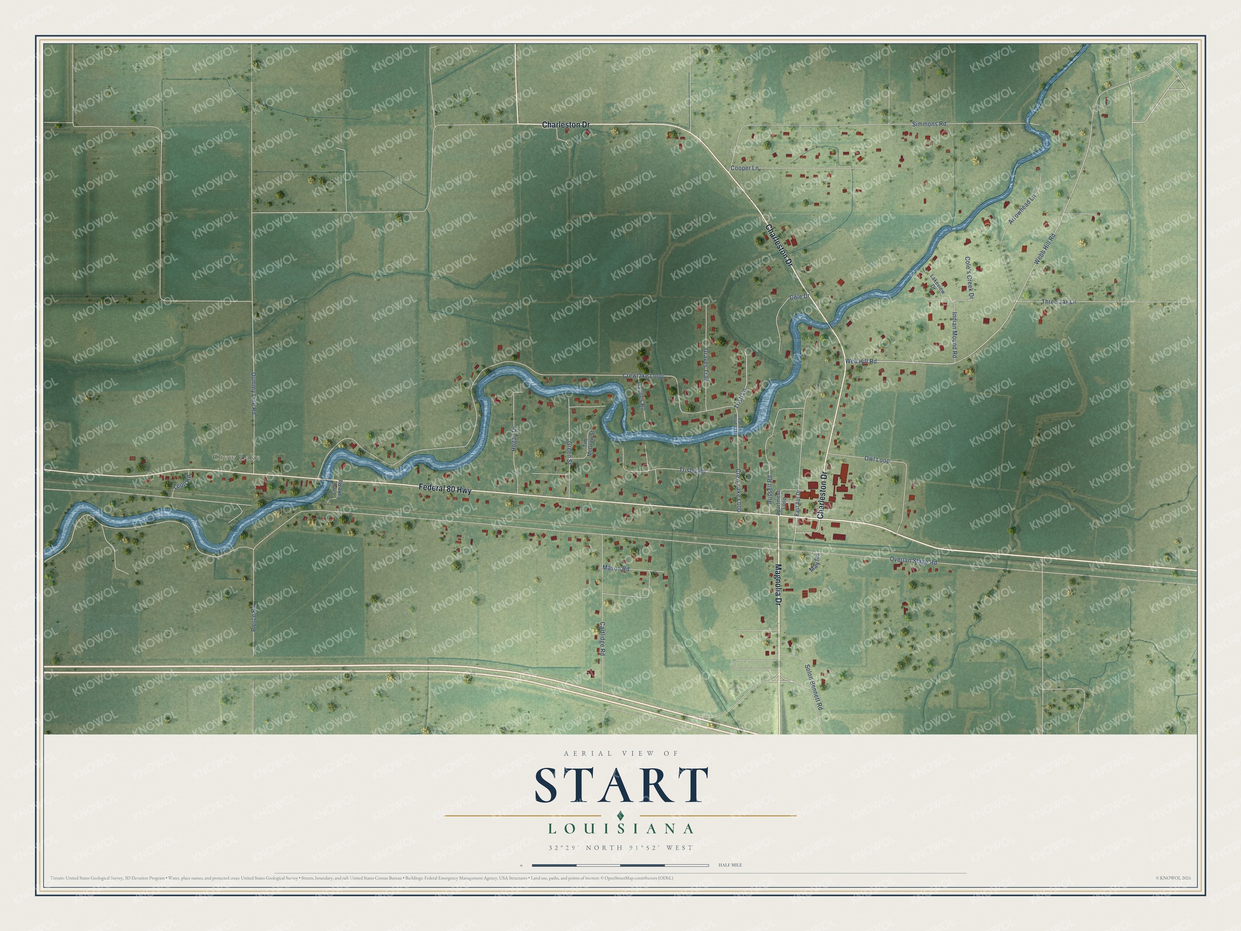 Watermarked full-map preview of Start, Louisiana