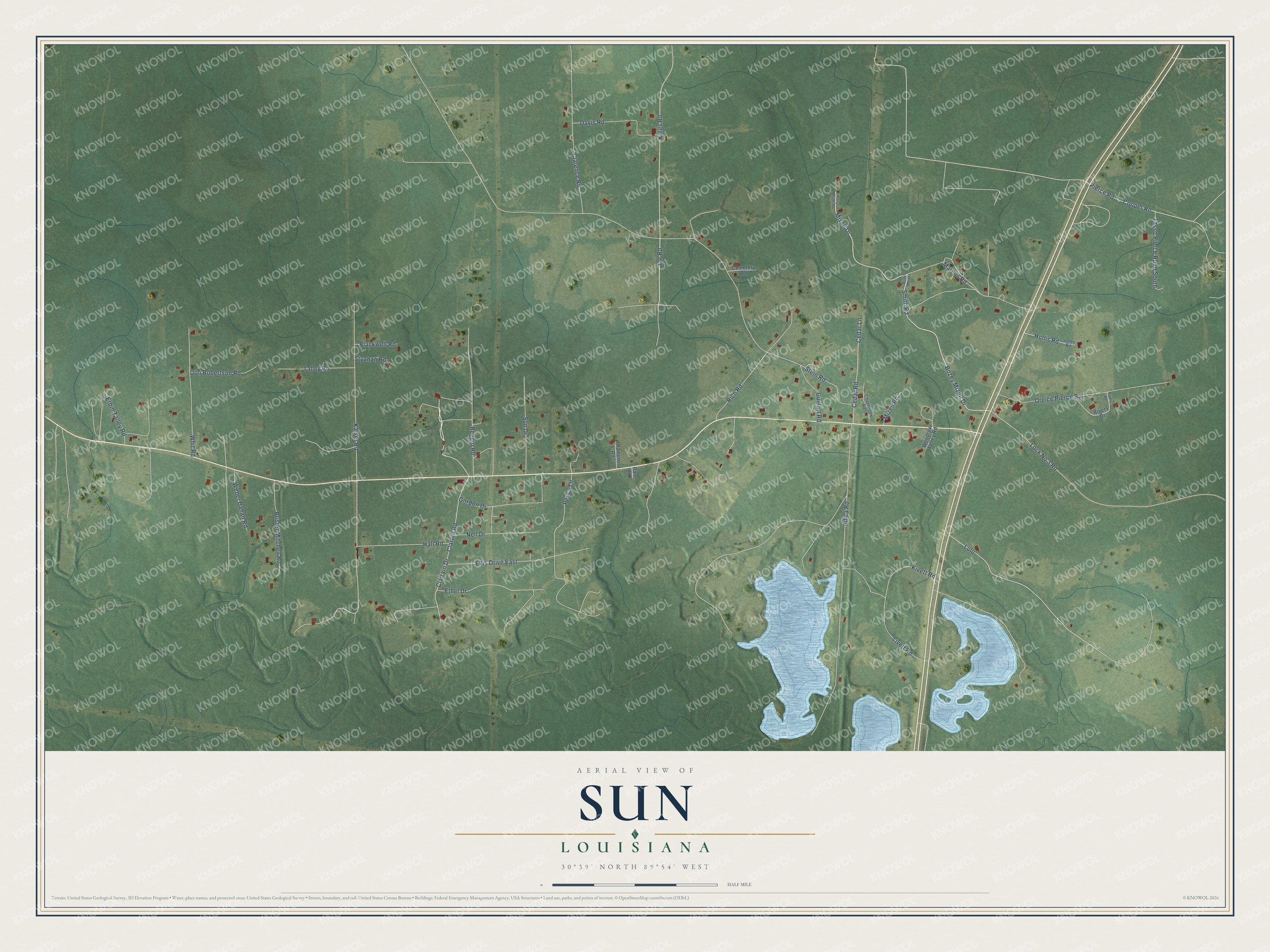 Watermarked full-map preview of Sun, Louisiana