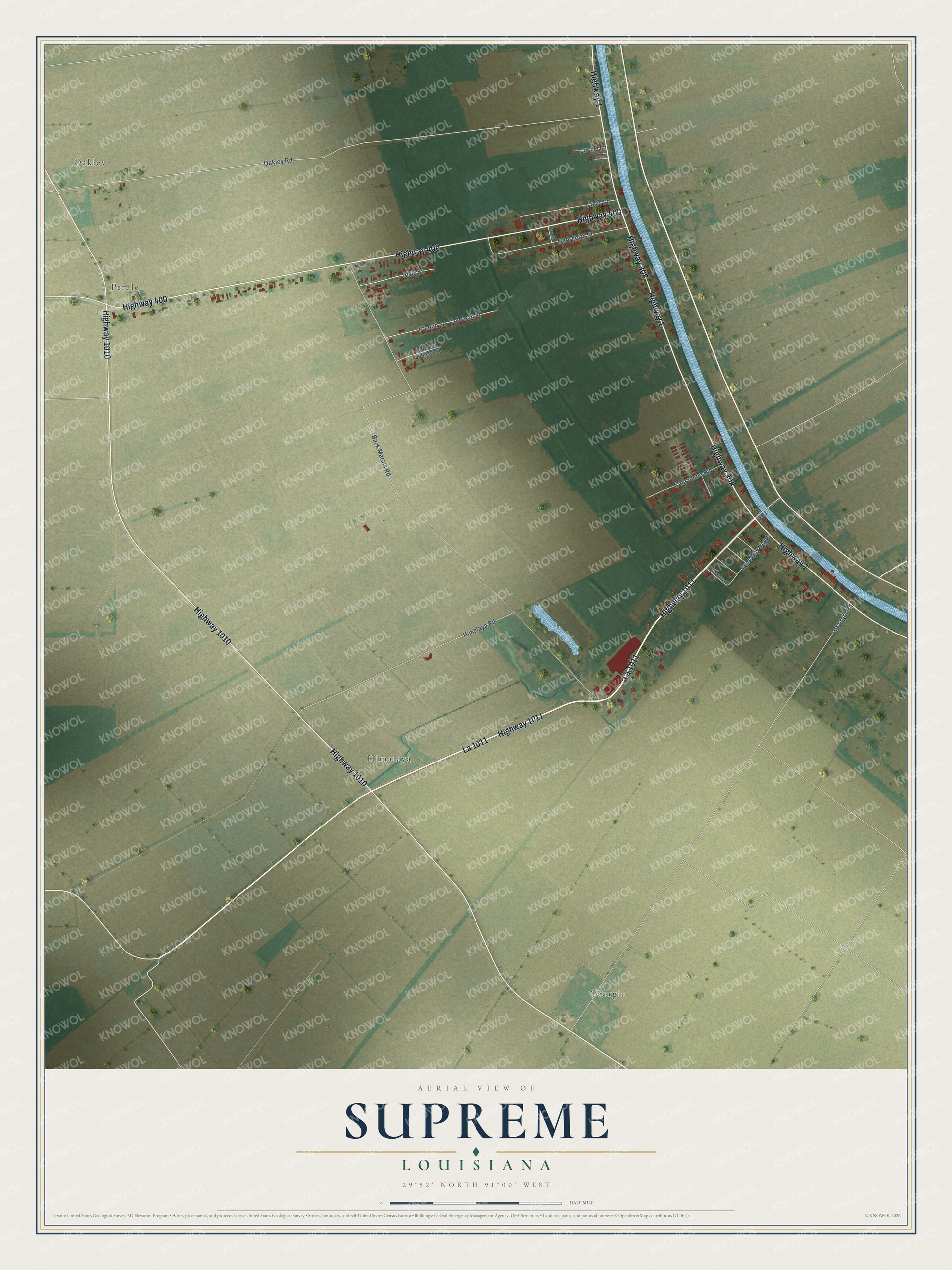 Watermarked full-map preview of Supreme, Louisiana