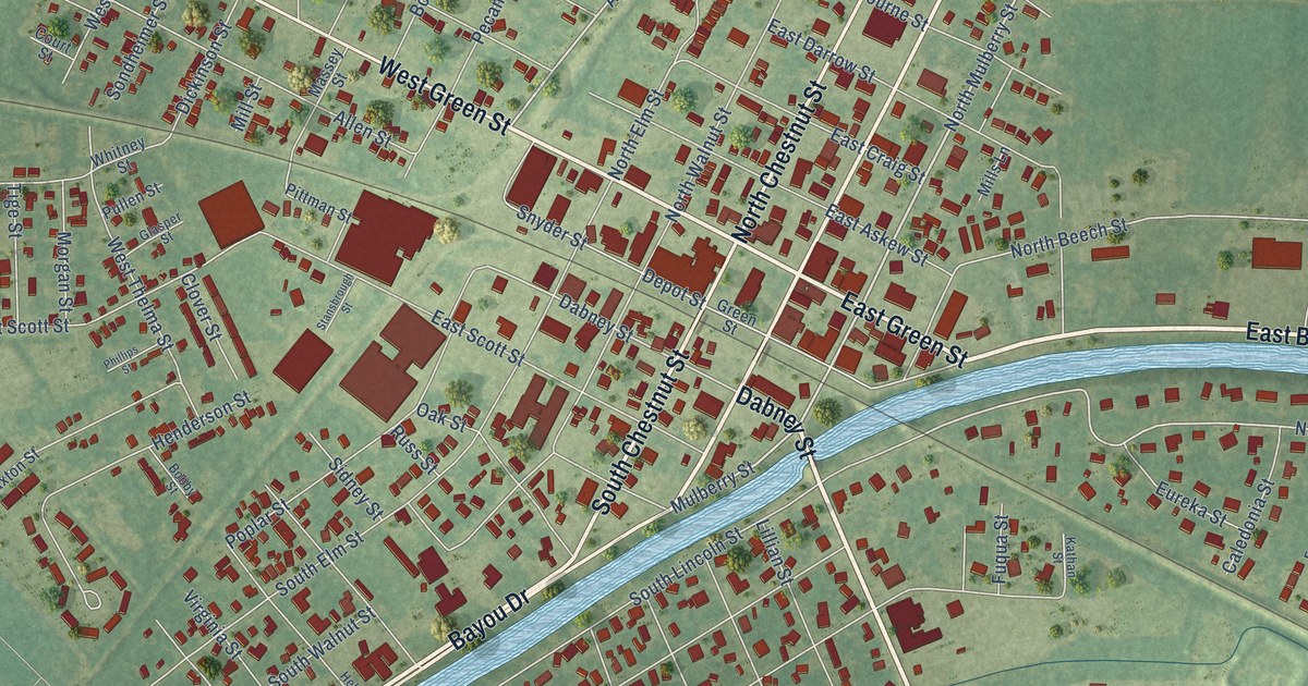 Map of Tallulah, Louisiana in 2026