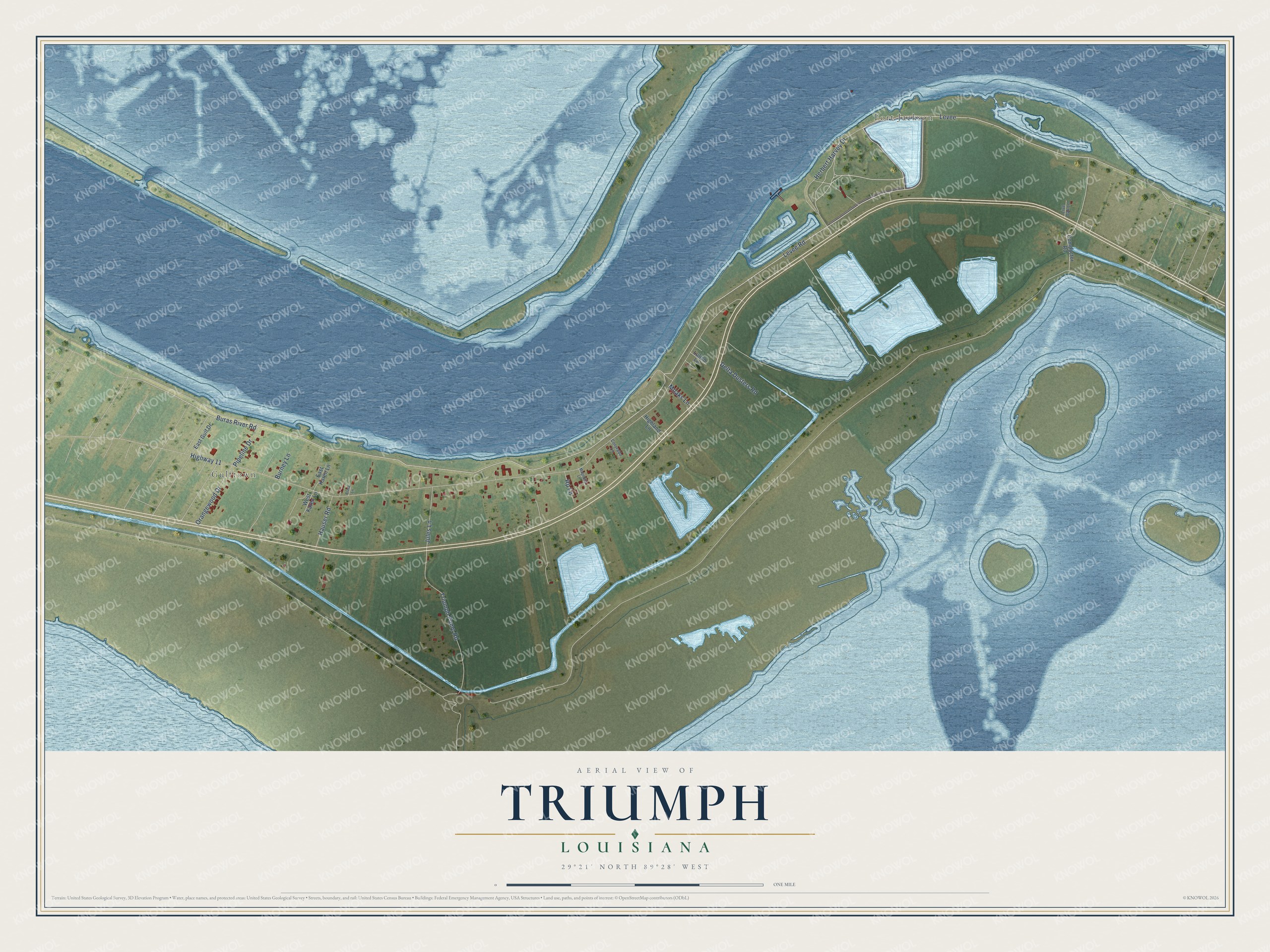 Watermarked full-map preview of Triumph, Louisiana