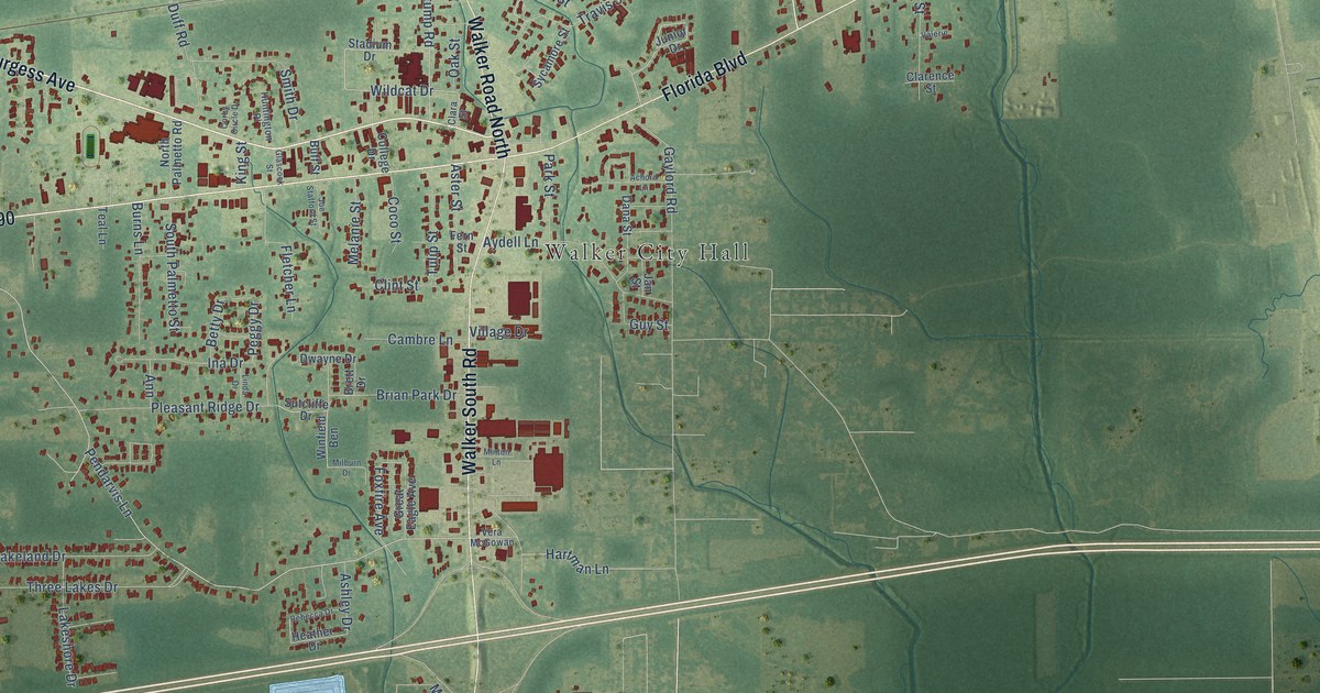 Map of Walker, Louisiana in 2026