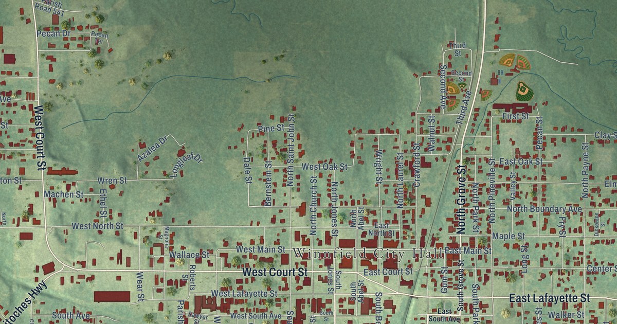 Map of Winnfield, Louisiana in 2026