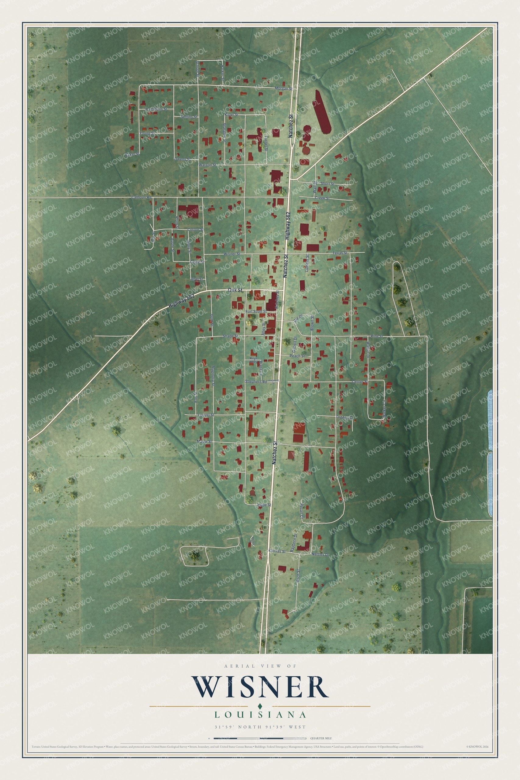 Watermarked full-map preview of Wisner, Louisiana