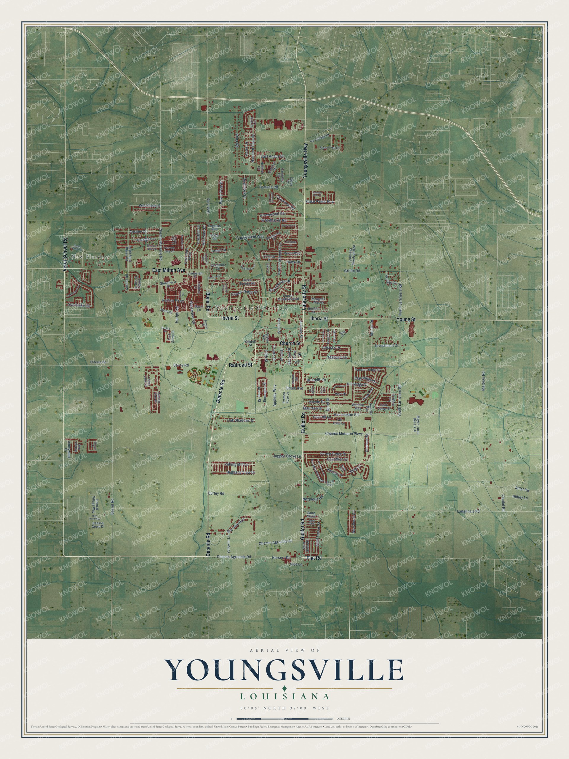 Watermarked full-map preview of Youngsville, Louisiana