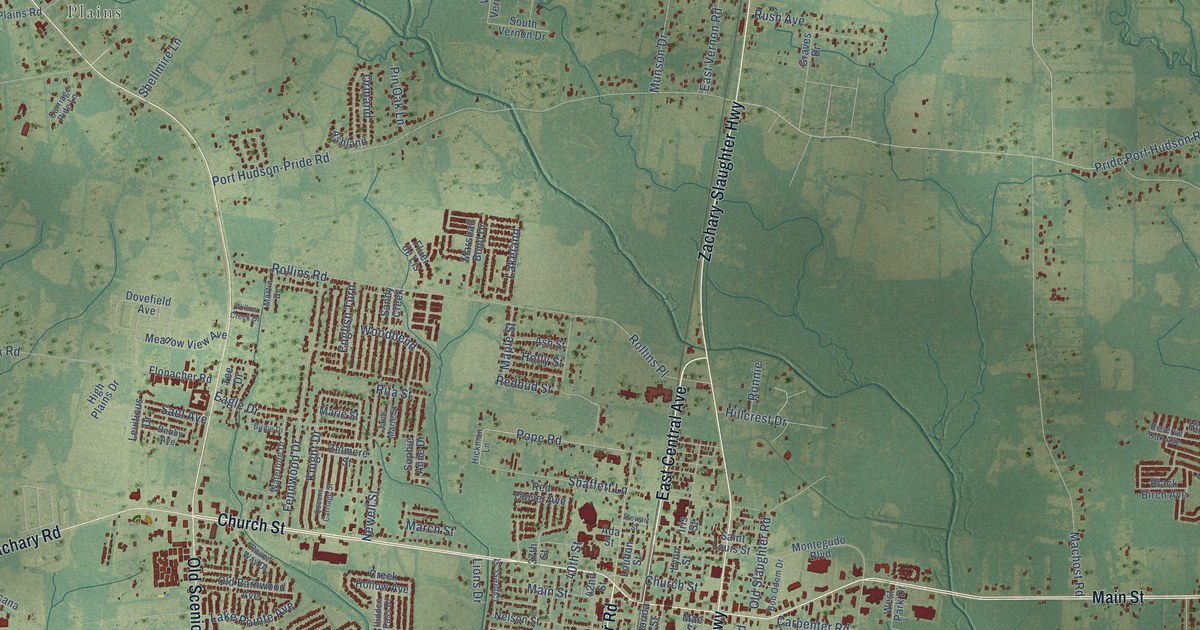 Map of Zachary, Louisiana in 2026