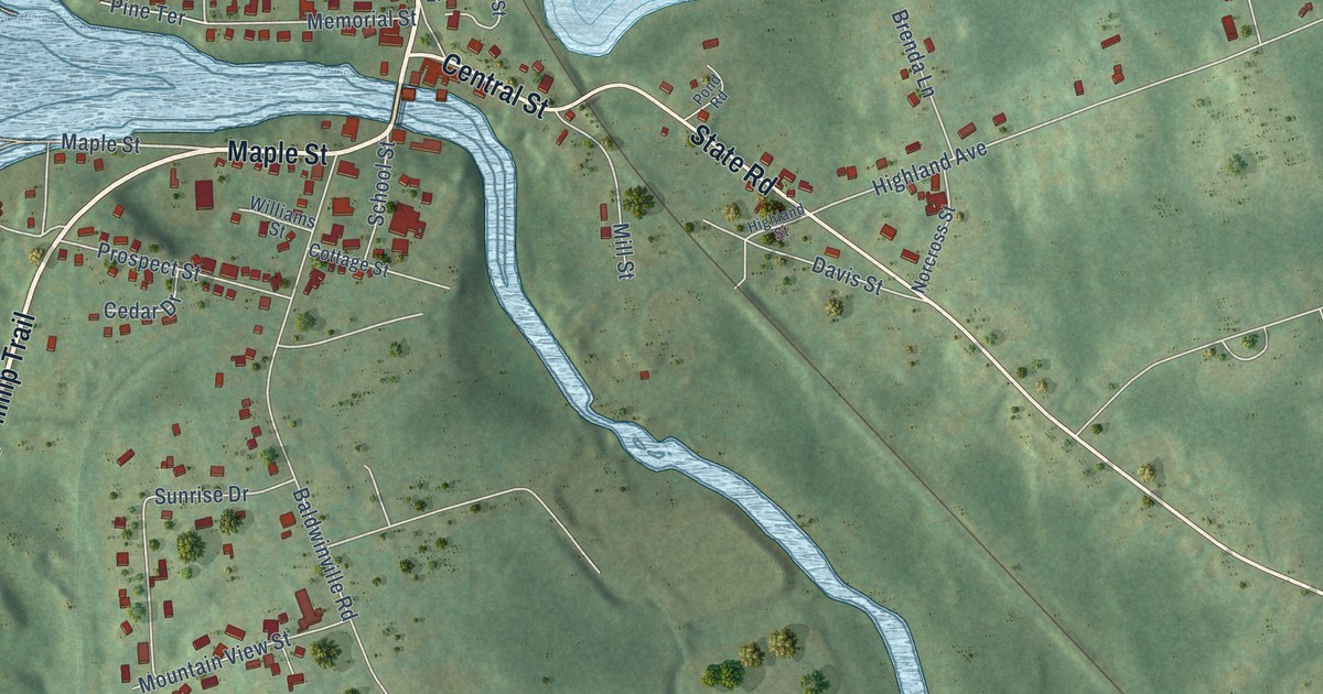 Map of Baldwinville, Massachusetts in 2026