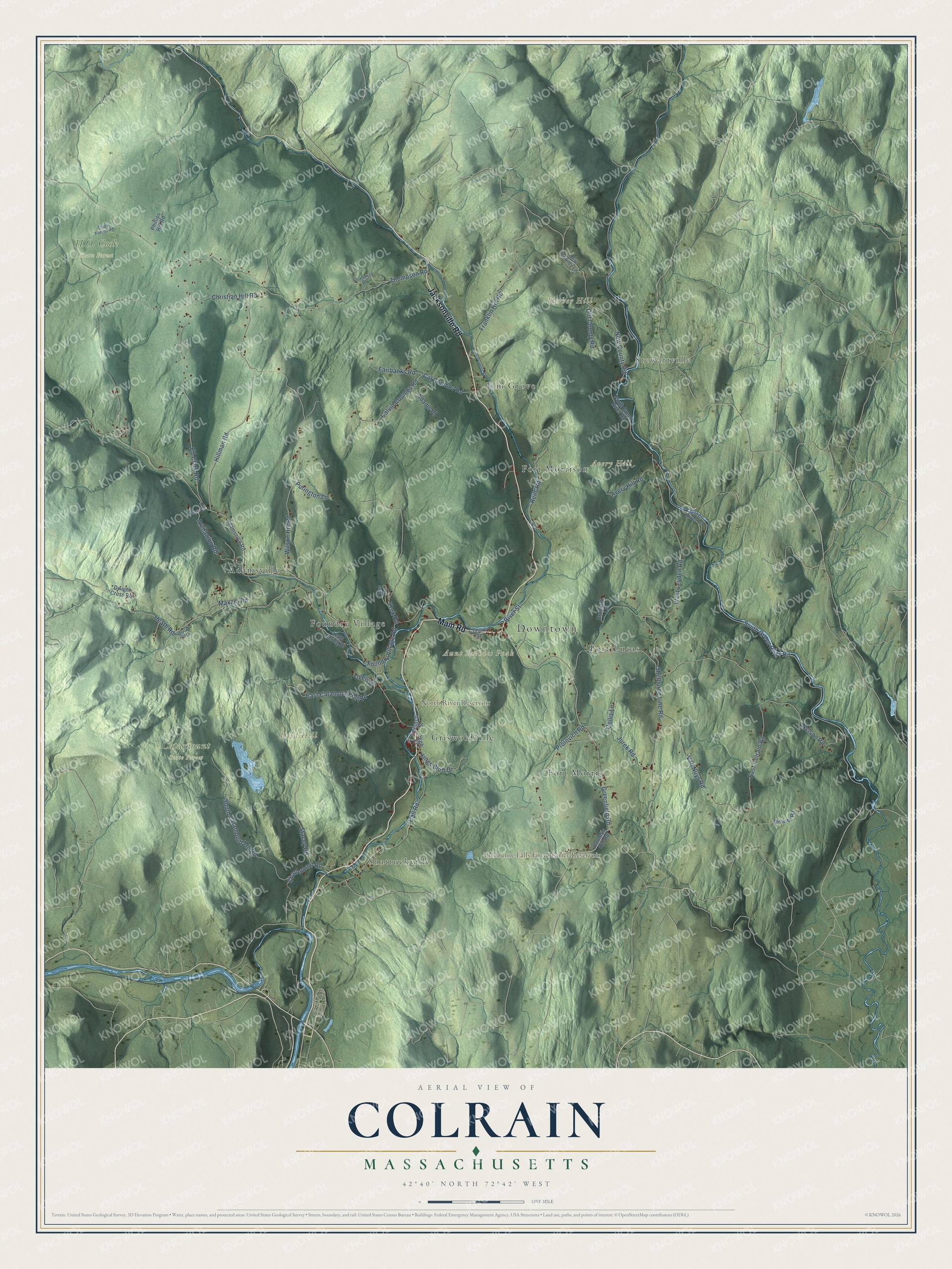 Watermarked full-map preview of Colrain, Massachusetts
