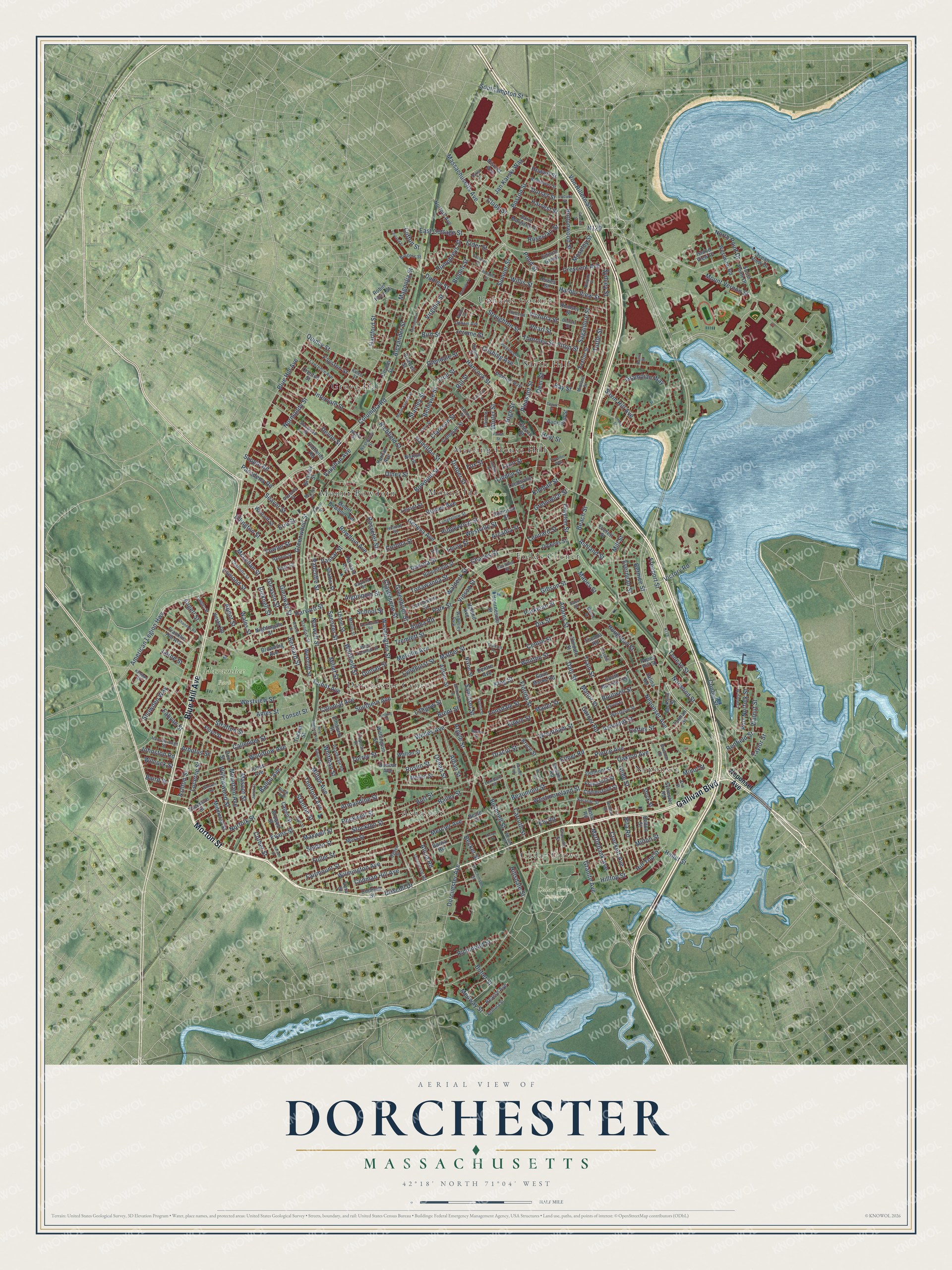 Watermarked full-map preview of Dorchester, Massachusetts