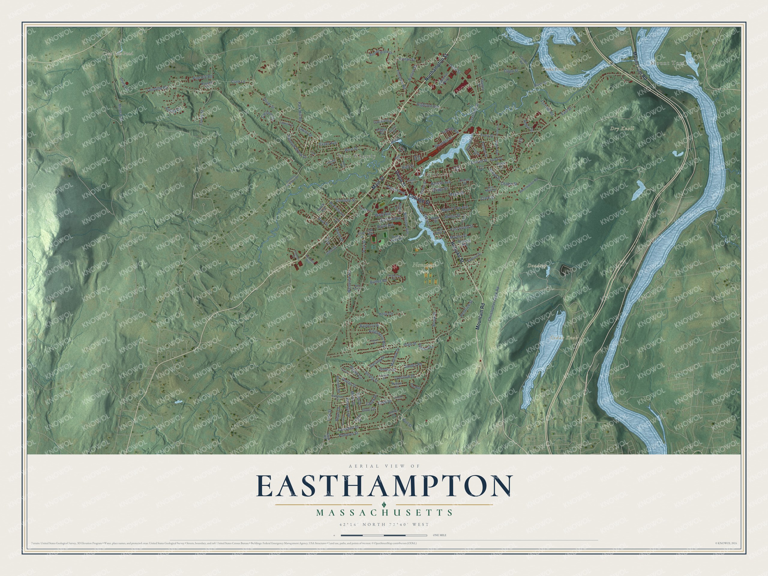 Watermarked full-map preview of Easthampton, Massachusetts