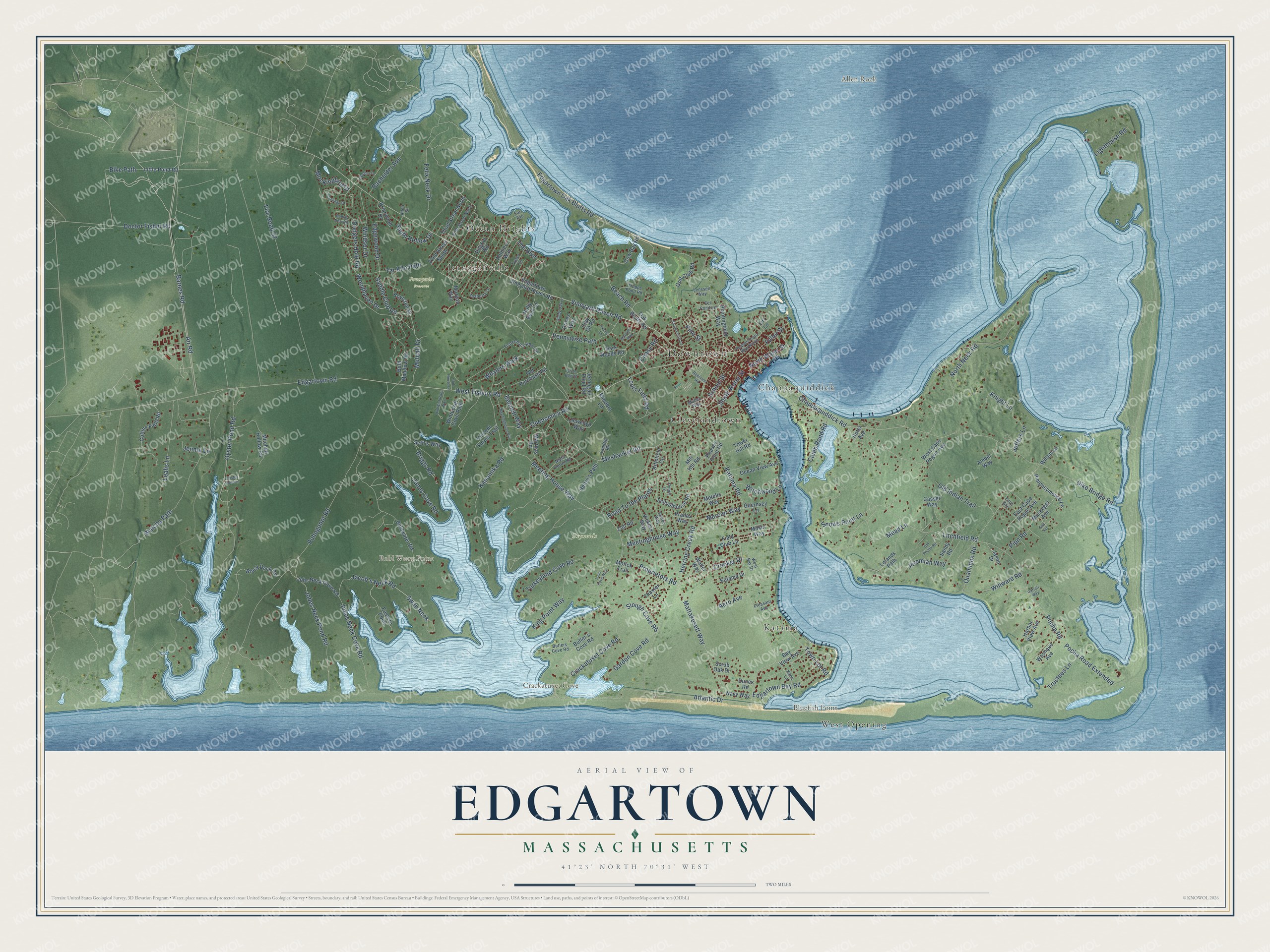 Watermarked full-map preview of Edgartown, Massachusetts