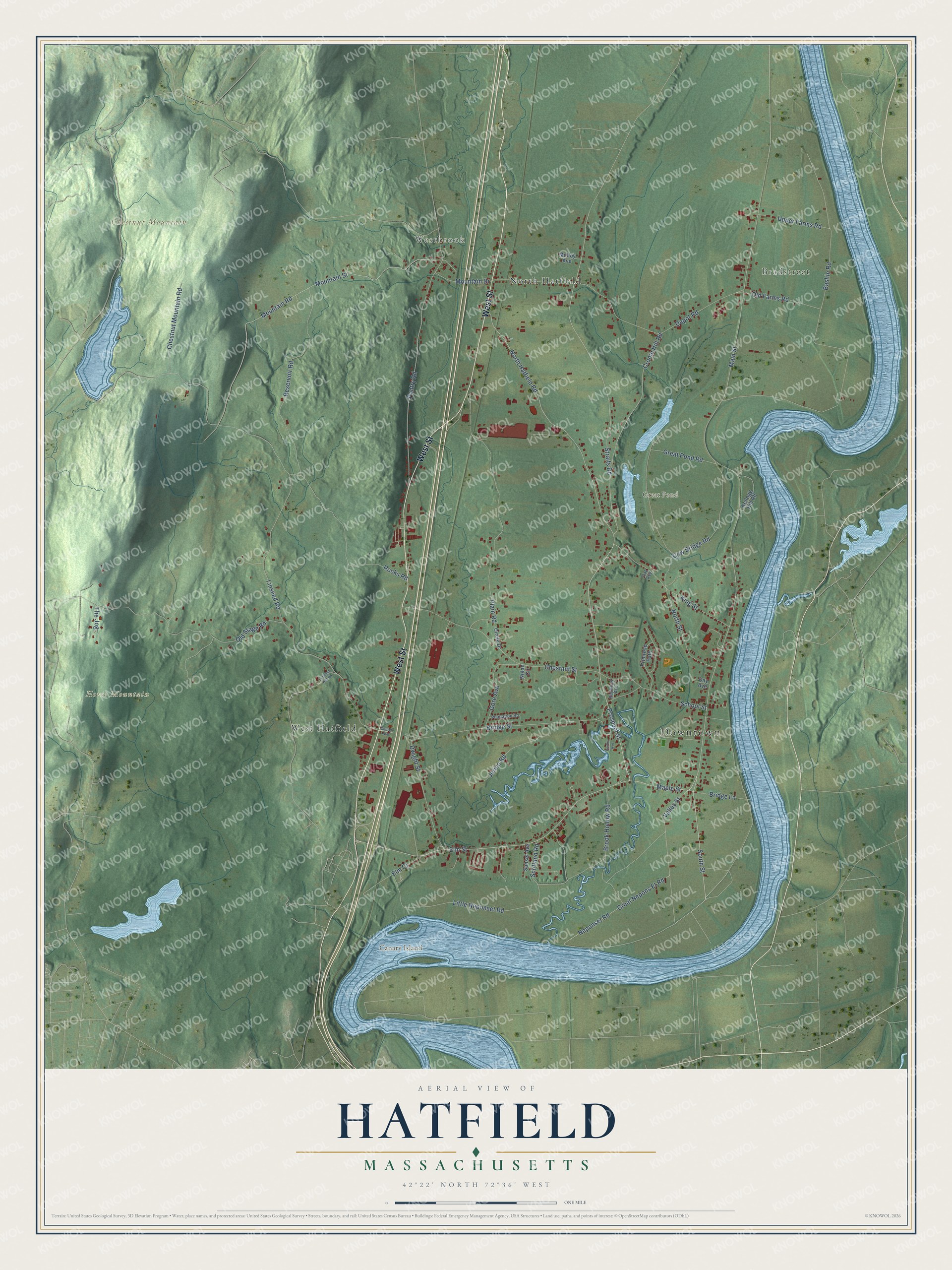Watermarked full-map preview of Hatfield, Massachusetts