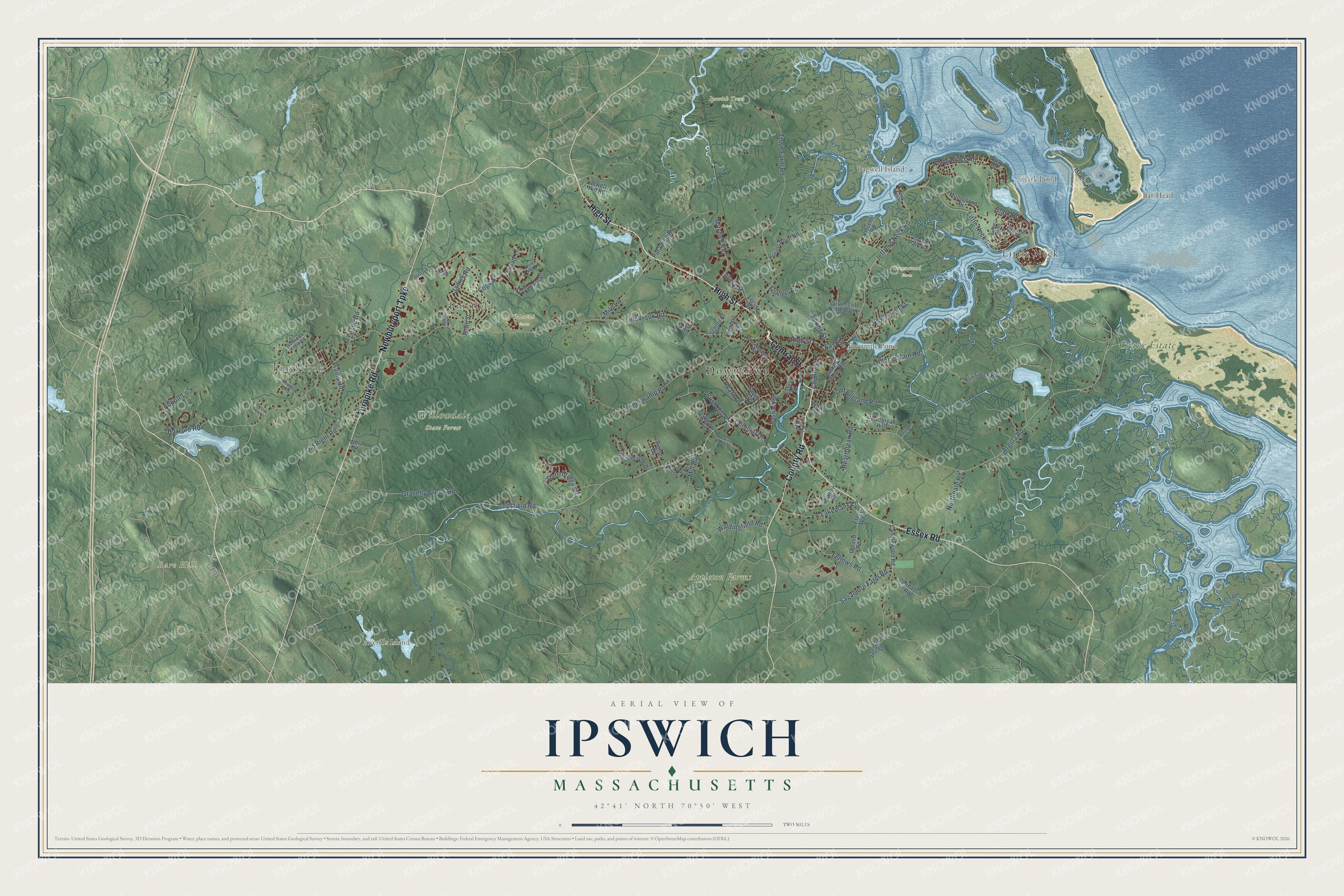 Watermarked full-map preview of Ipswich, Massachusetts