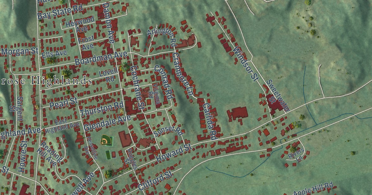Detailed Map of Melrose, Massachusetts
