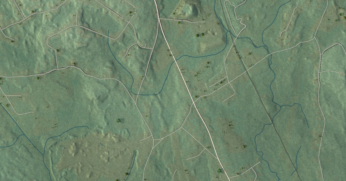 Close-up of streets and buildings in Mendon, Massachusetts