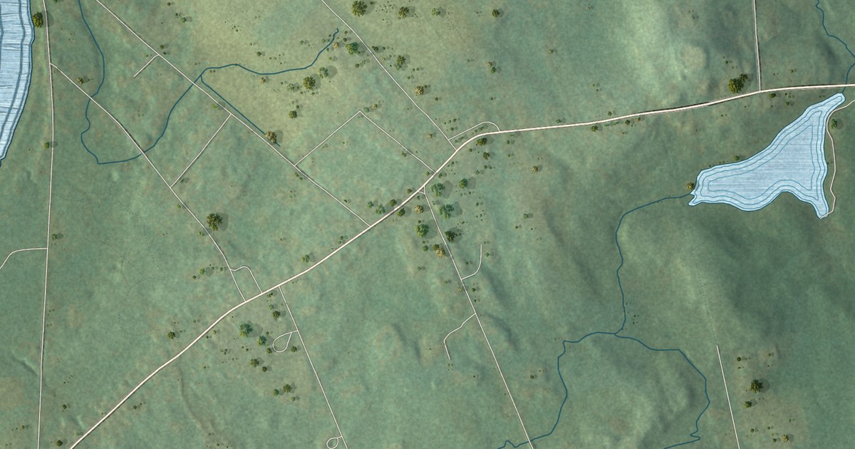 Close-up of streets and buildings in Merrimac, Massachusetts