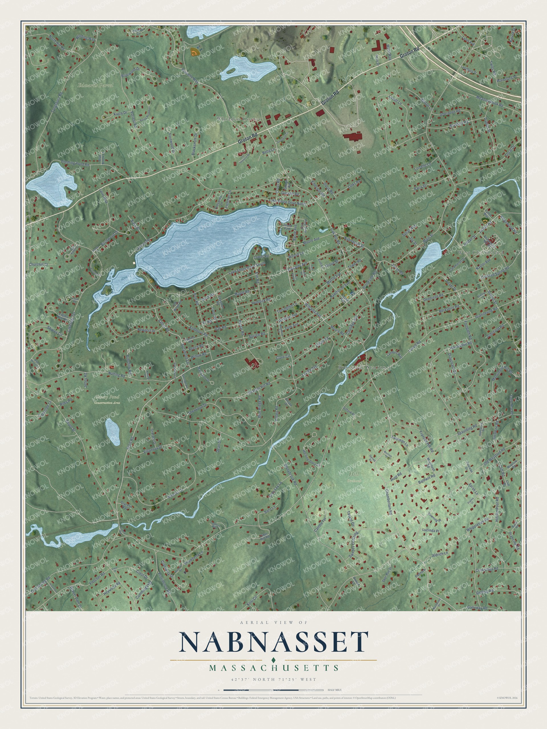 Watermarked full-map preview of Nabnasset, Massachusetts