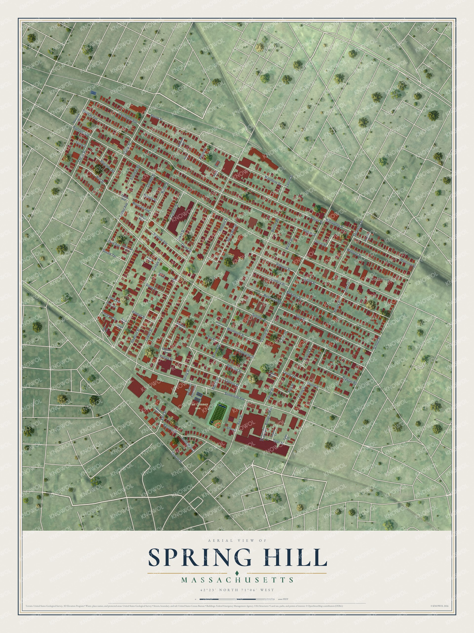 Watermarked full-map preview of Spring Hill, Massachusetts