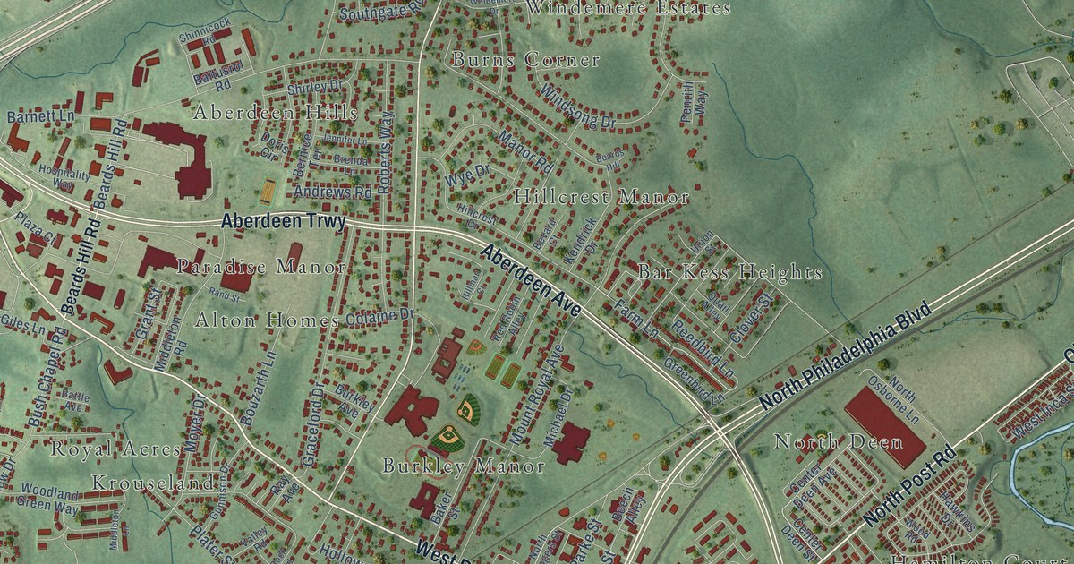 Map of Aberdeen, Maryland in 2026